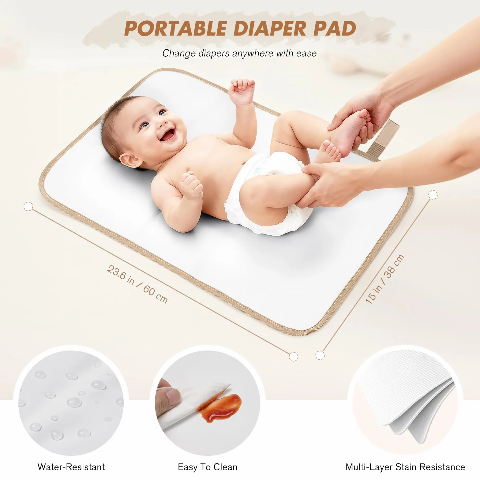 Zaino Fasciatoio Neonato Multifunzione 25L con Fasciatoio Portatile e Ganci Passeggino, Termico, Nero & Bianco