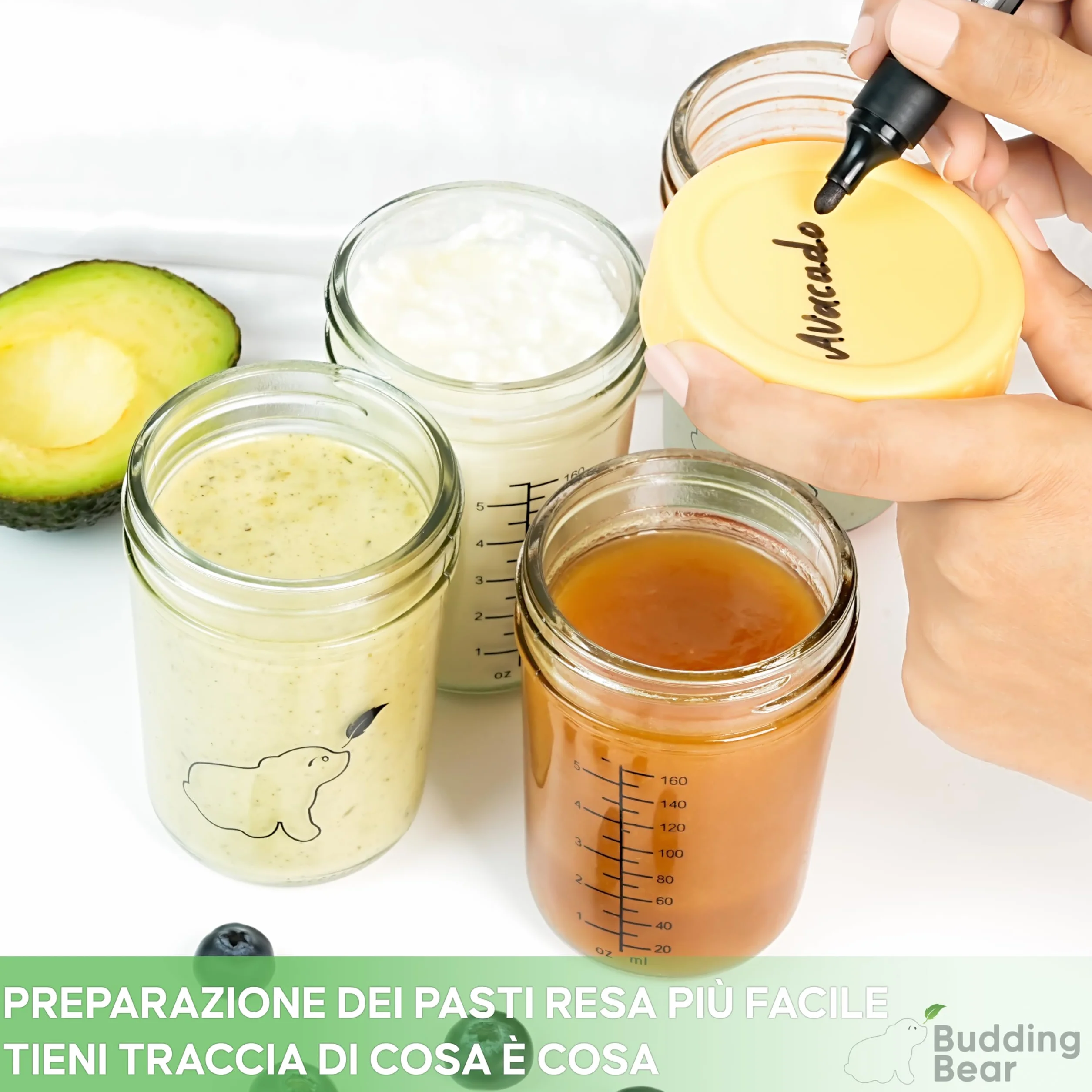 Contenitori in Vetro per Bambini 240 ml 6 Pezzi - Sicuri per Microonde Freezer - Senza BPA - Vasetti Pappa Riutilizzabili