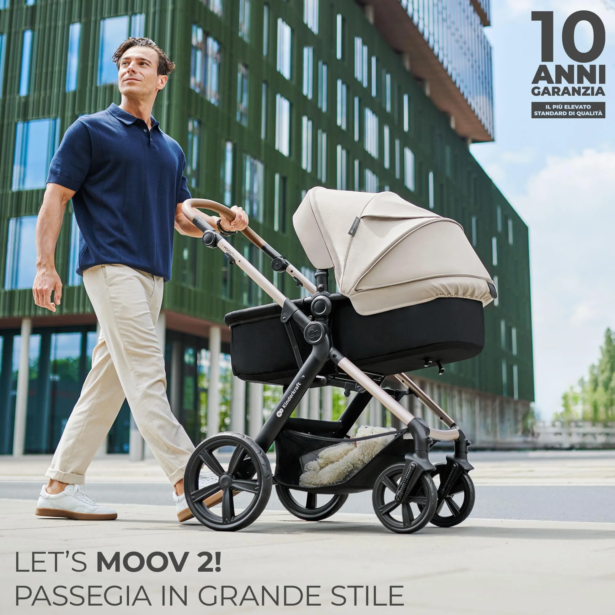 Kinderkraft MOOV 2 passeggino multifunzionale 4 in 1 trio neonato navicella seggiolino auto MINK PRO i-Size Grigio