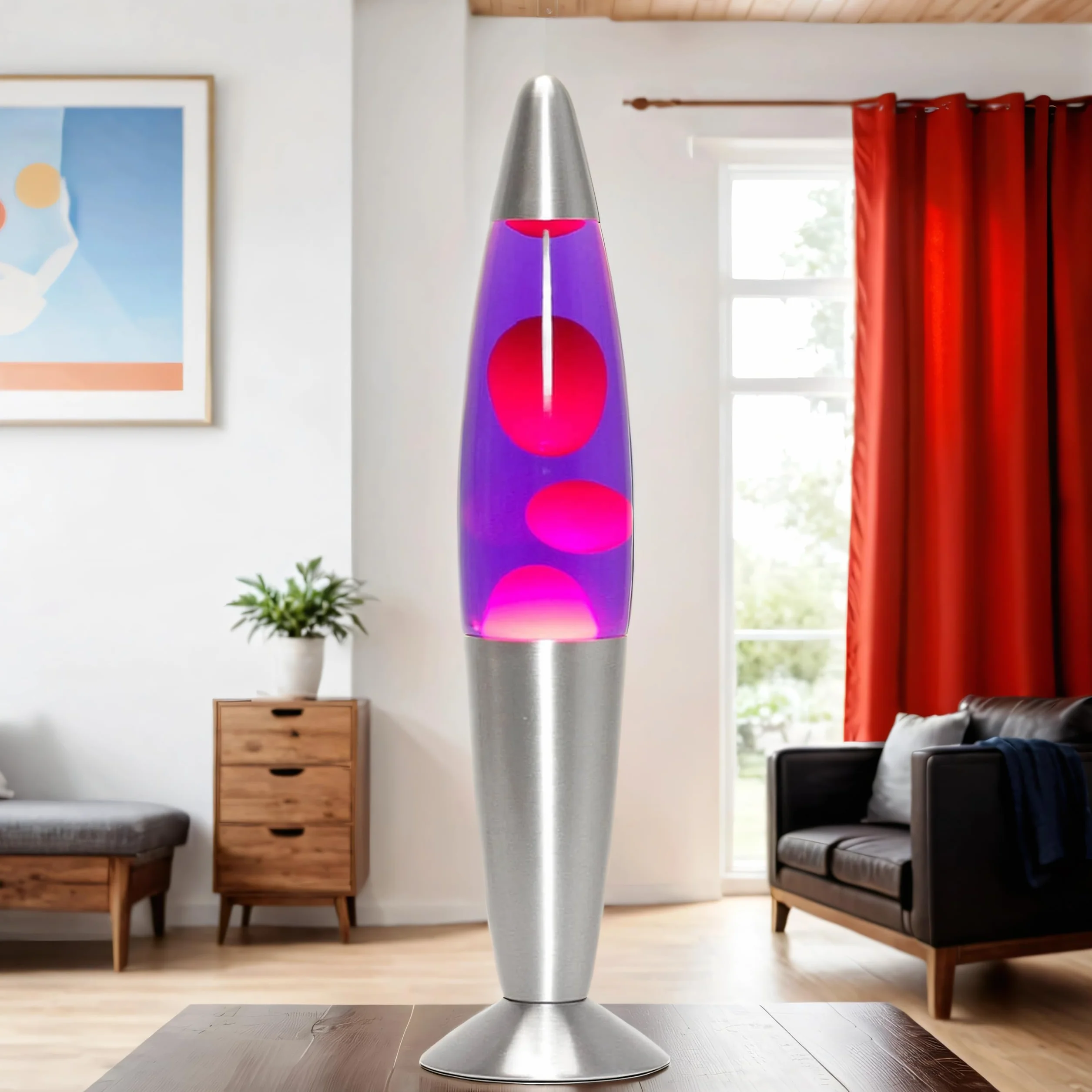 Easylight Lampada lavica 36 cm rosso viola Timmy, lampada decorativa retrò, G9 25 W con interruttore a cavo, idea regalo di Natale, lampadina inclusa, mini lampada lavica rosso viola