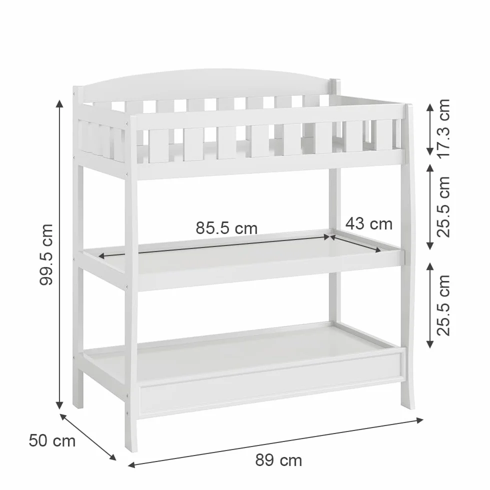 Vicco Nesty Fasciatoio Bianco 89 x 99.5 cm Sovrastruttura per Comò