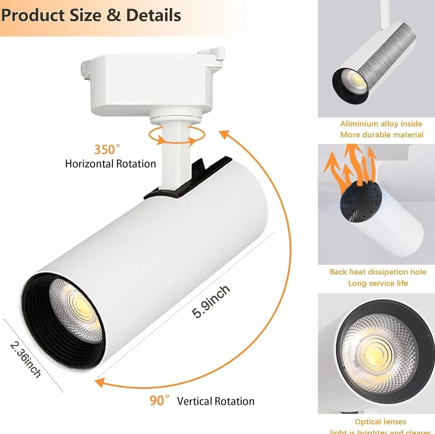 Kit di 6 faretti a LED a forma di H, con binari aggiuntivi da 2 m, 20 W, 6000 K, luce bianca fredda, per interni