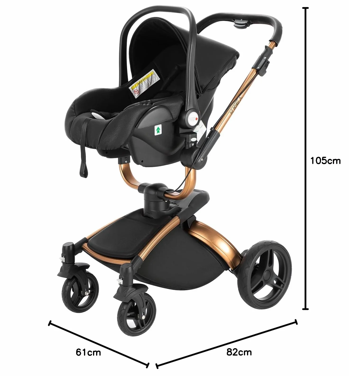 Passeggino 3in1 in pelle PU rotabile 360° con modalità culla | Pieghevole con un clic Convertibilità da neonato a toddler Rosa
