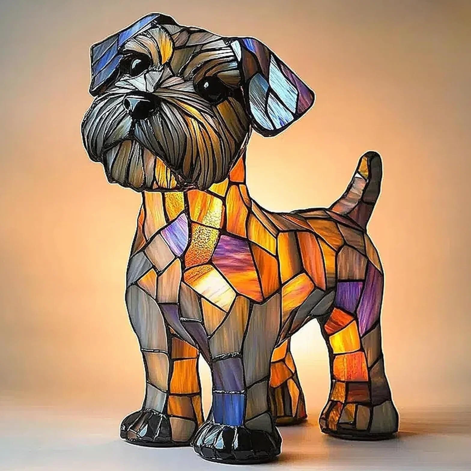 Lampada da tavolo a LED a forma di Schnauzer e Pomerania - Luce notturna in resina artistica a forma di cane per la decorazione della casa, regalo artigianale per gli amanti degli animali(Schnauzer La