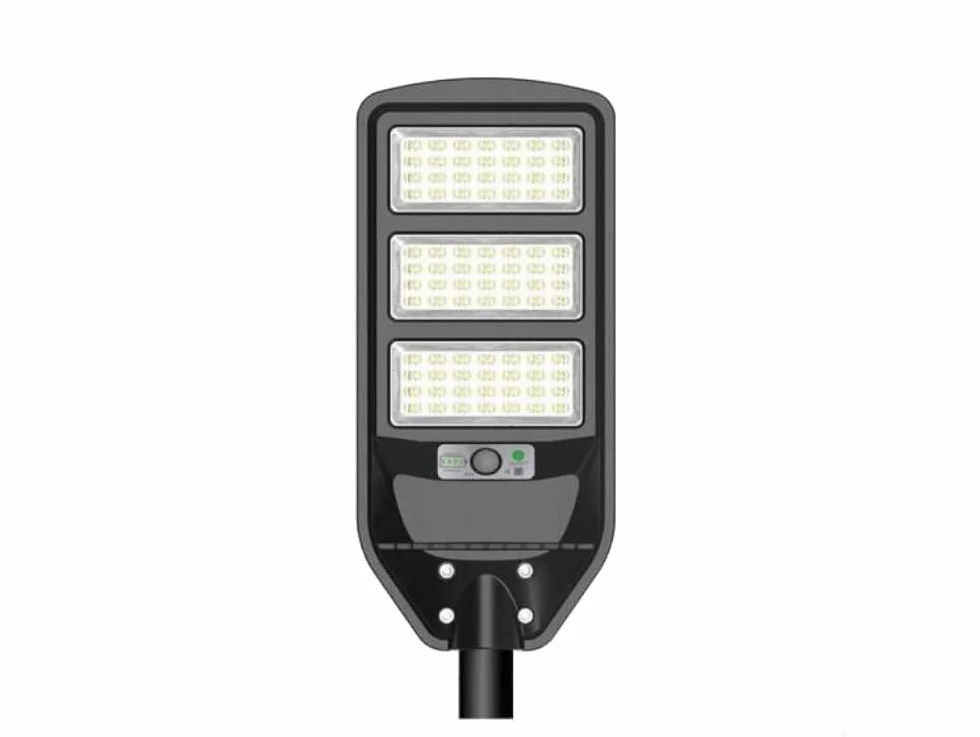 UNIVERSO J02-180W-F LAMPIONE STRADALE LED 180W EQUIVALENTI CON PANNELLO SOLARE FOTOVOLTAICO E SENSORE DI MOVIMENTO IP65 1800 LUMEN