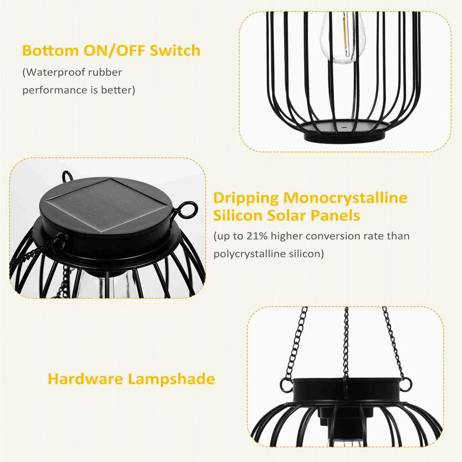 Keenso Solar Outdoor Lights Elegant Metal Lanterns for Garden Patio Yard