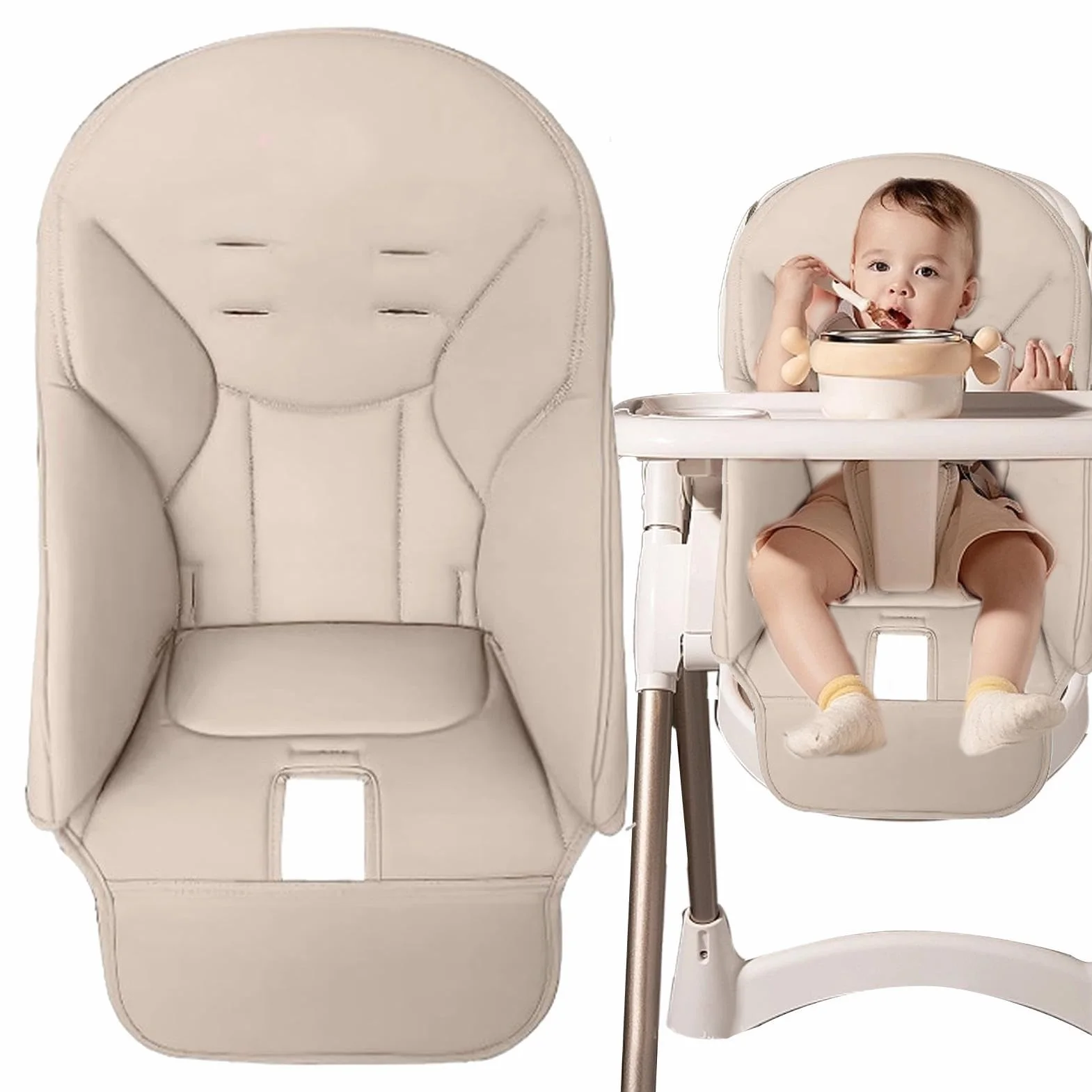 Fodera per Sedia da Pranzo per Bambini in Pelle PU | Cuscino per Seggiolone Comodo Coprisedile per Peg Perego, Kosmic Jané, Baoneo, Siesta Zero3