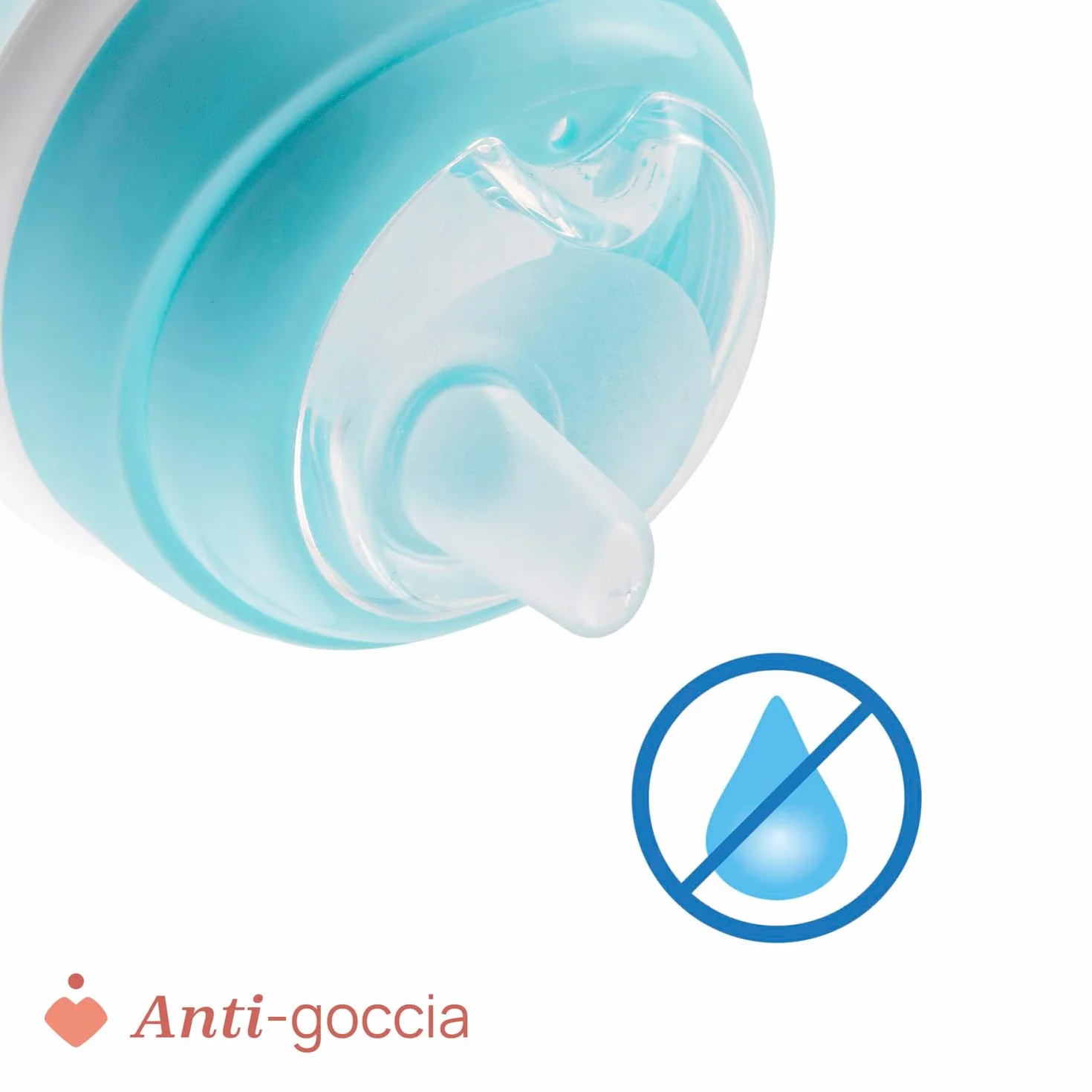 Chicco Transition Cup Bicchiere Antigoccia 200ml 4+ Mesi Beccuccio Ergonomico Silicone Senza BPA Azzurro