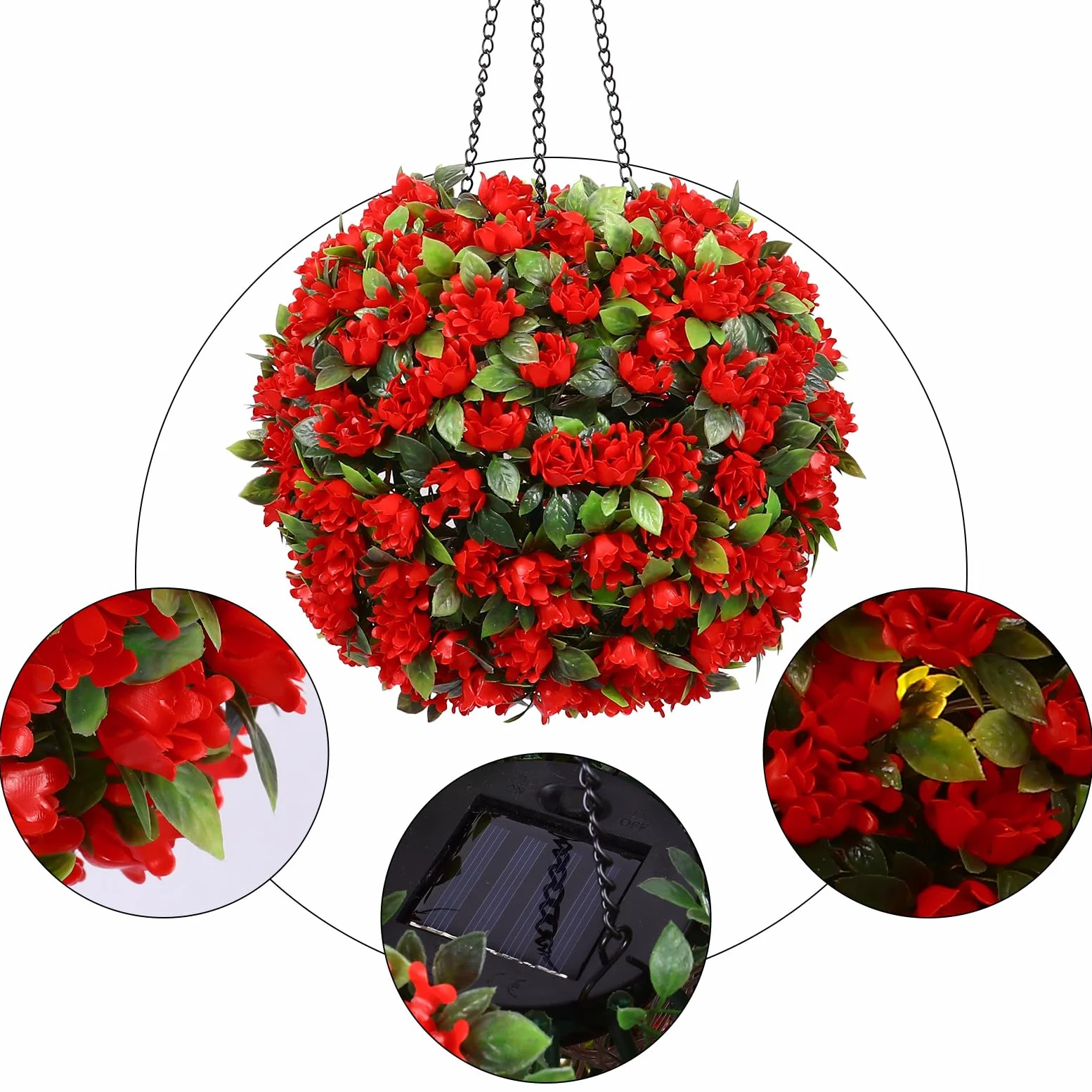 Lampada Solare Decorativa a Fiore da Esterno, 1w, Rosso | Plastico, 1.2v, Giardino e Cortile, Effetto Decorativo, Sospensione Originale