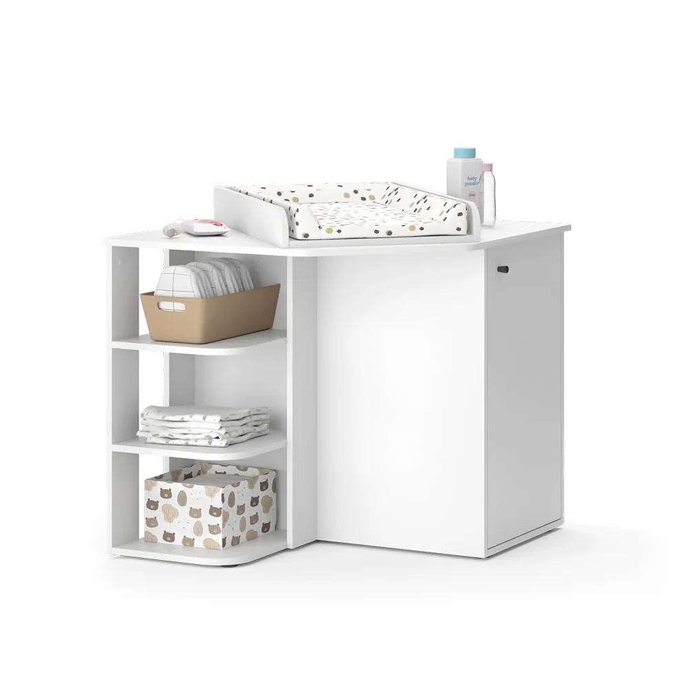 Vicco Fasciatoio Kristian Bianco 85 x 77.3 cm porta e vani aperti convertibile in cassettiera