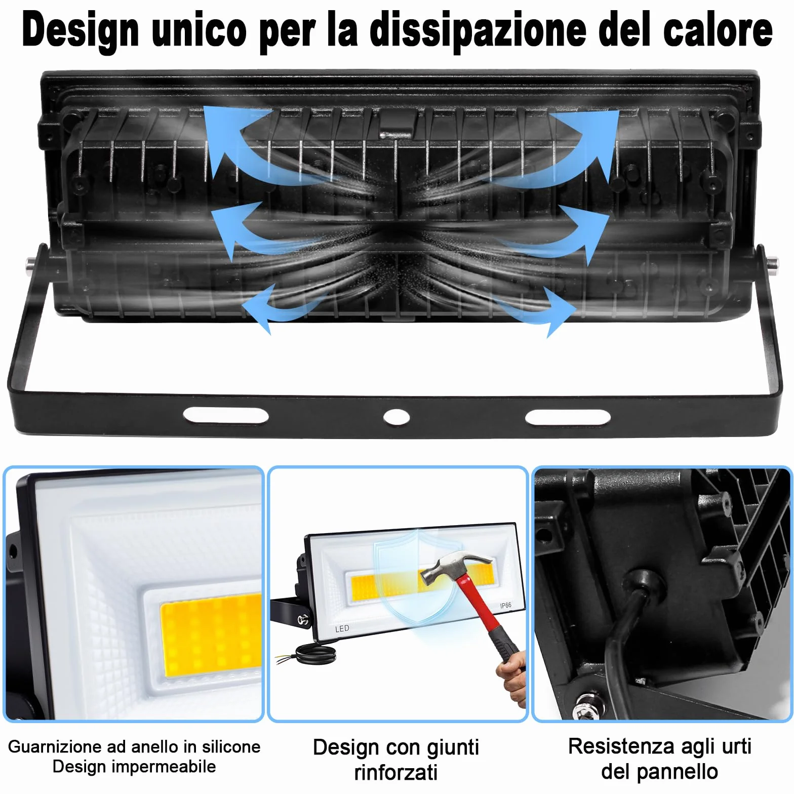 CREATESTAR Faretto LED da Esterno 200W, Faro Led Esterno 20000LM,3000K Bianco Caldo Faretti Led IP66 Impermeabile per Giardino Garage Parcheggio Cortile