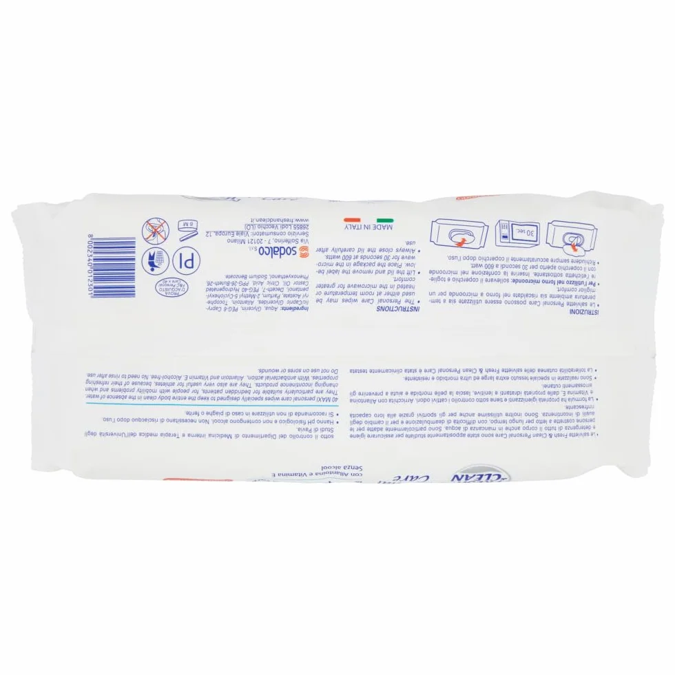 Fresh & Clean Salviette Maxi Umidificate per Igiene Quotidiana del Corpo, Confezione da 40 pezzi (4 Confezioni)