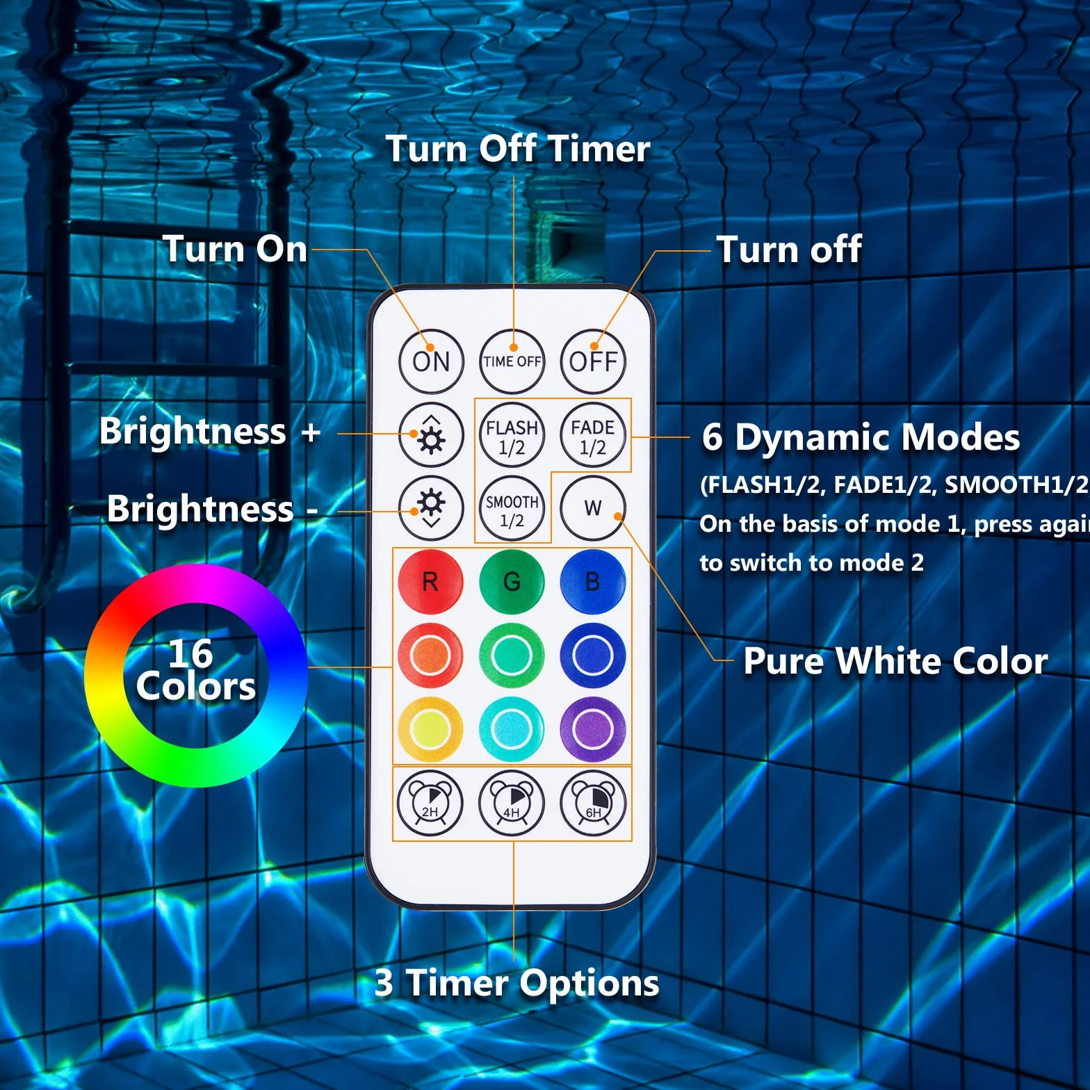 LyLmLe Faretto LED Ricaricabile per Piscina Fuori Terra, 15cm Sommergibili Luci Piscina RGBW IP68 Impermeabili con Telecomando, Fino a 40 Ore,Magnetiche Luce LED Deco per Intex Acciaio Piscine 2Pack