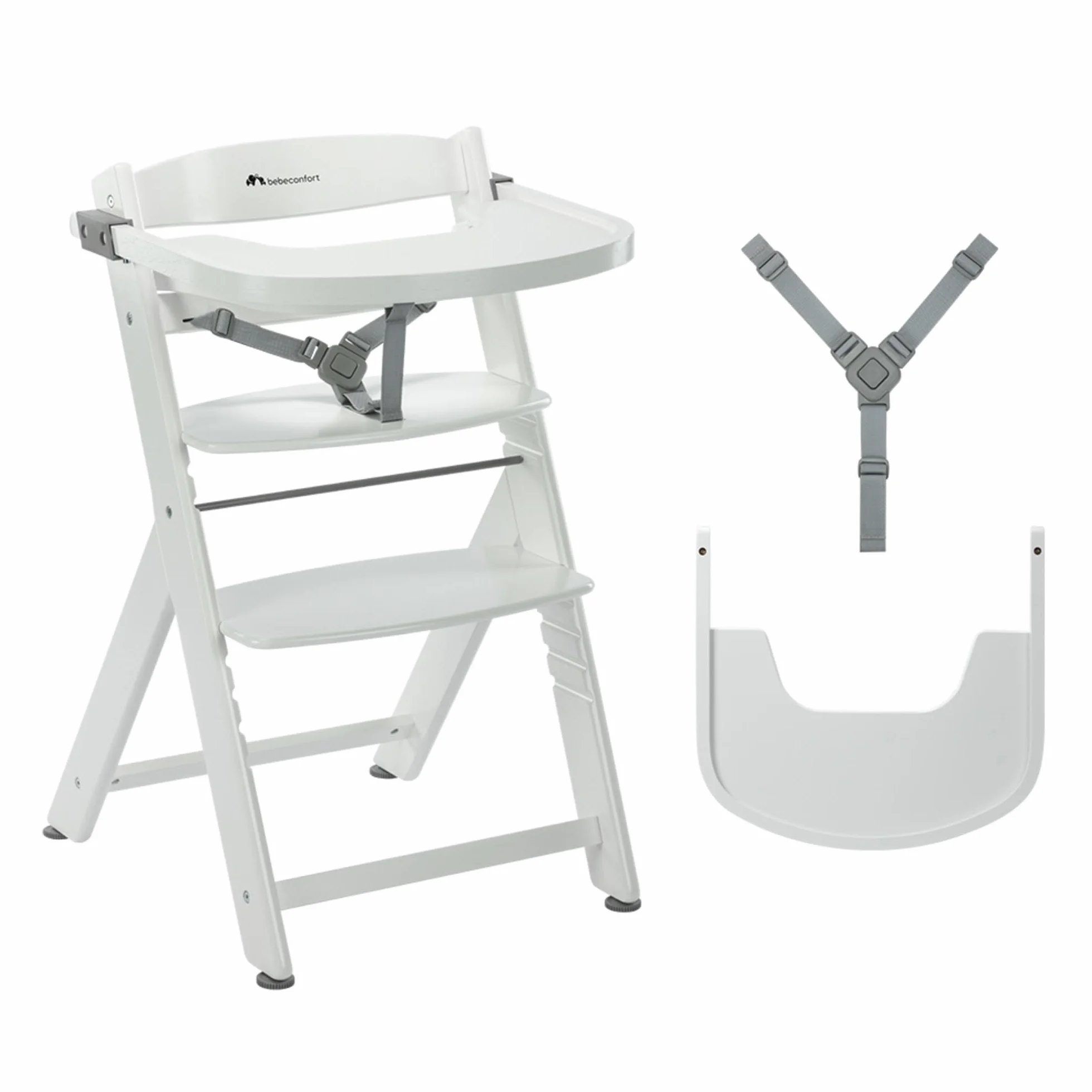 Bebeconfort Timba 2 Seggiolone Pappa Evolutivo in Legno, 6+ Mesi, 110 kg, Bianco
