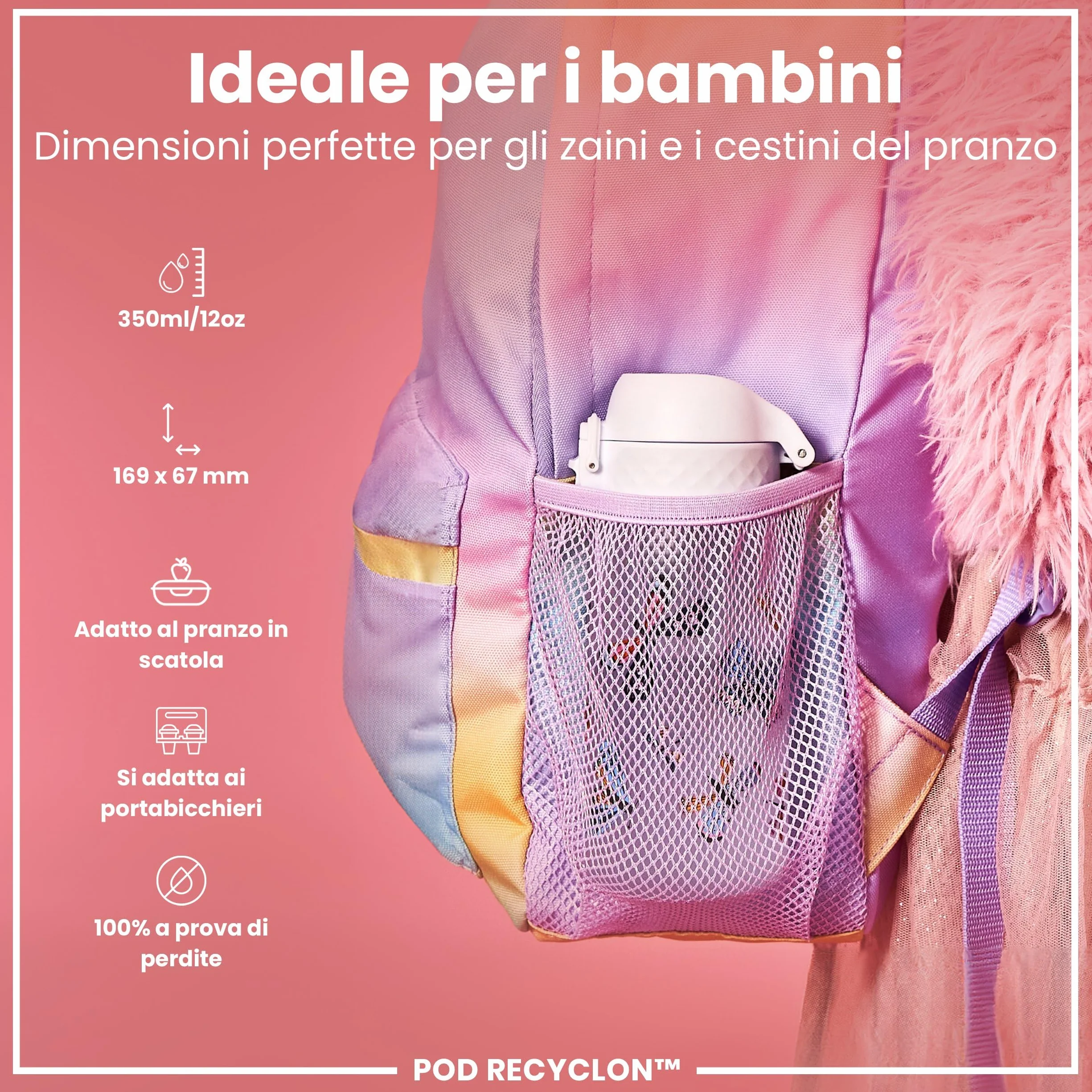 ION8 Borraccia per Bambini 350ml a Prova di Perdite Lavabile in Lavastoviglie Senza BPA