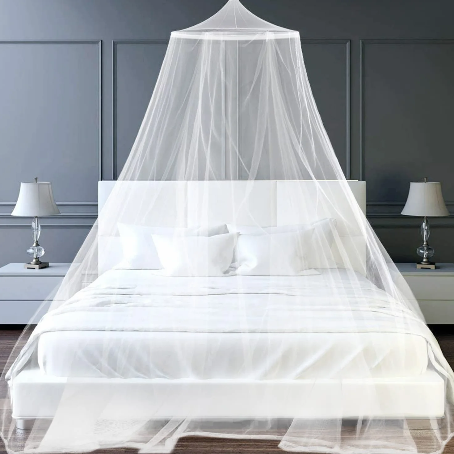 Baldacchino per letto Zanzariera 0.6x2.5x10.5m Bianco Universale Cupola