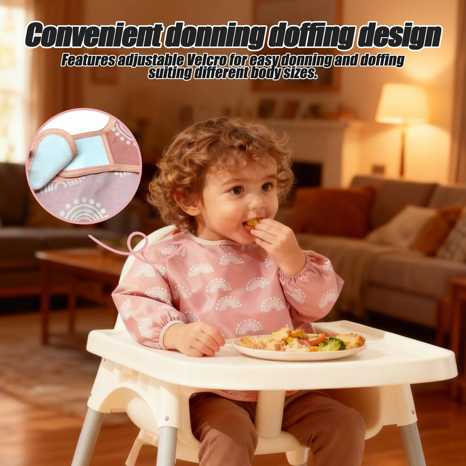 Bavaglini con Maniche Impermeabile per Bambini, Bavaglino a Manica Lunga per Mangiare e Dipingere
