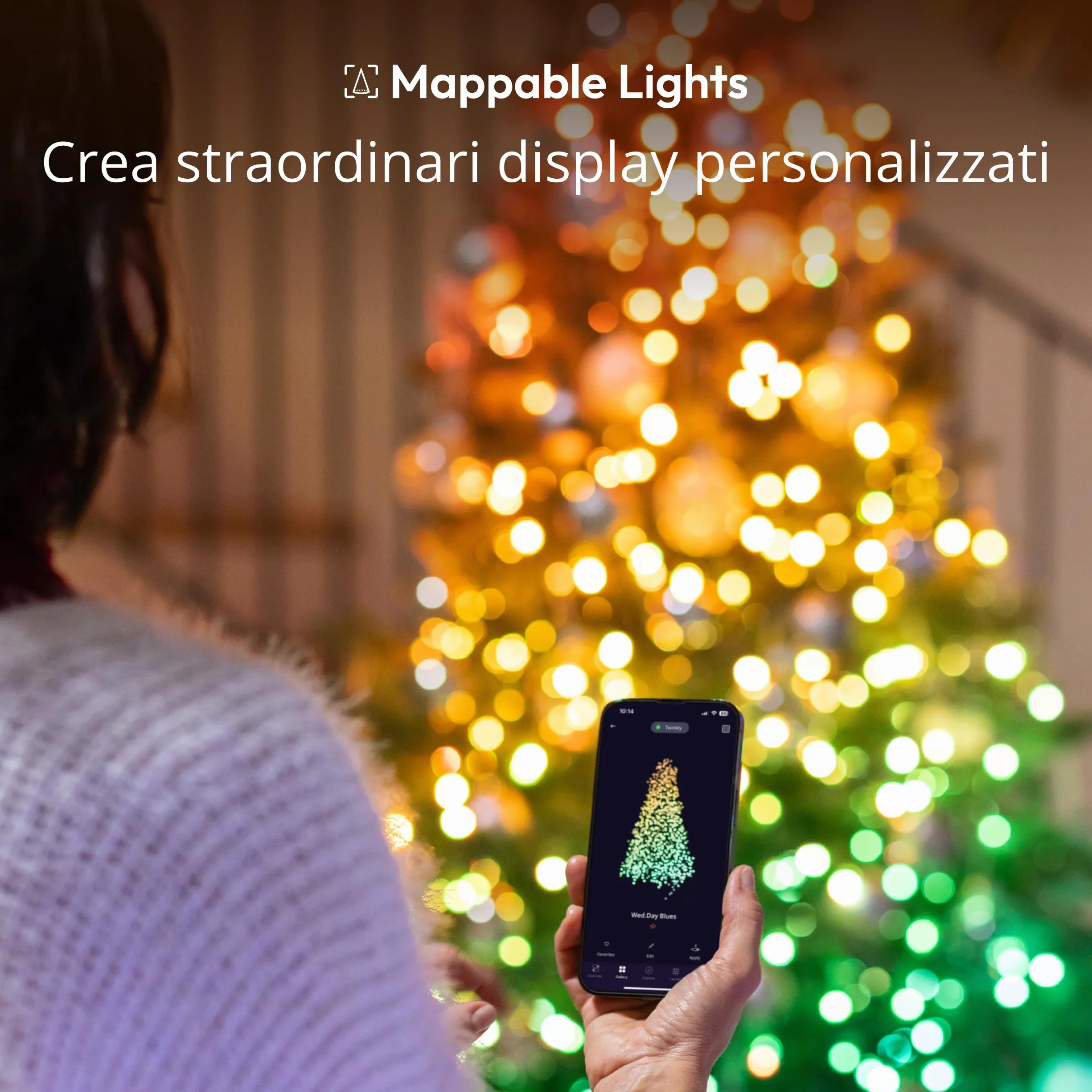 Twinkly Strings 400 LED RGB+Bianco, Striscia di Luci LED per Esterno e Interno, Luci Smart Multicolore, Compatibile con Alexa e Google Home, Luci Mappabili, IP44, Controllo App, Filo Nero, 32m