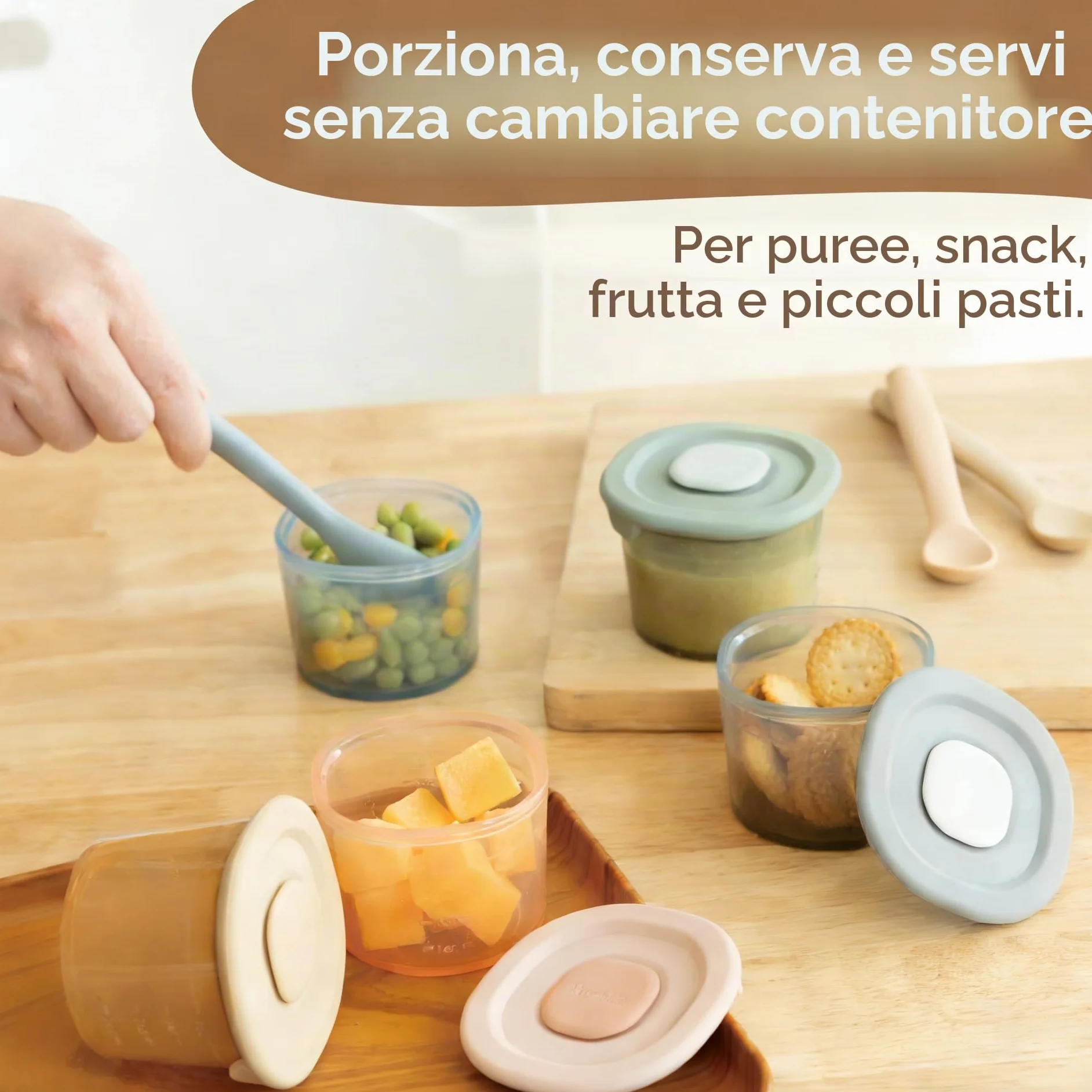 Moonkie Contenitori Pappa Neonati 120ml 6 Pezzi Vasetti Silicone Ermetici Senza BPA per Lavastoviglie Freezer Microonde