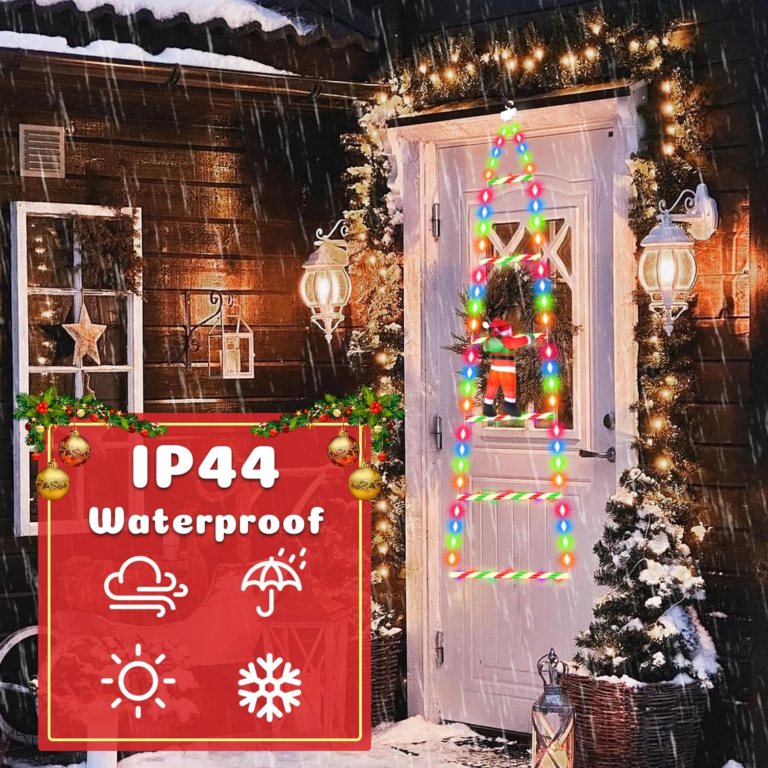 SIVQIKE 98 Luci LED Fiabesche Babbo Natale 0.8M, Striscia Luminosa Natalizia con Timer e Memoria, 8 Modalità, Decorazione per Esterni, Interni, Finestre, Giardini, Balconi(RGB)