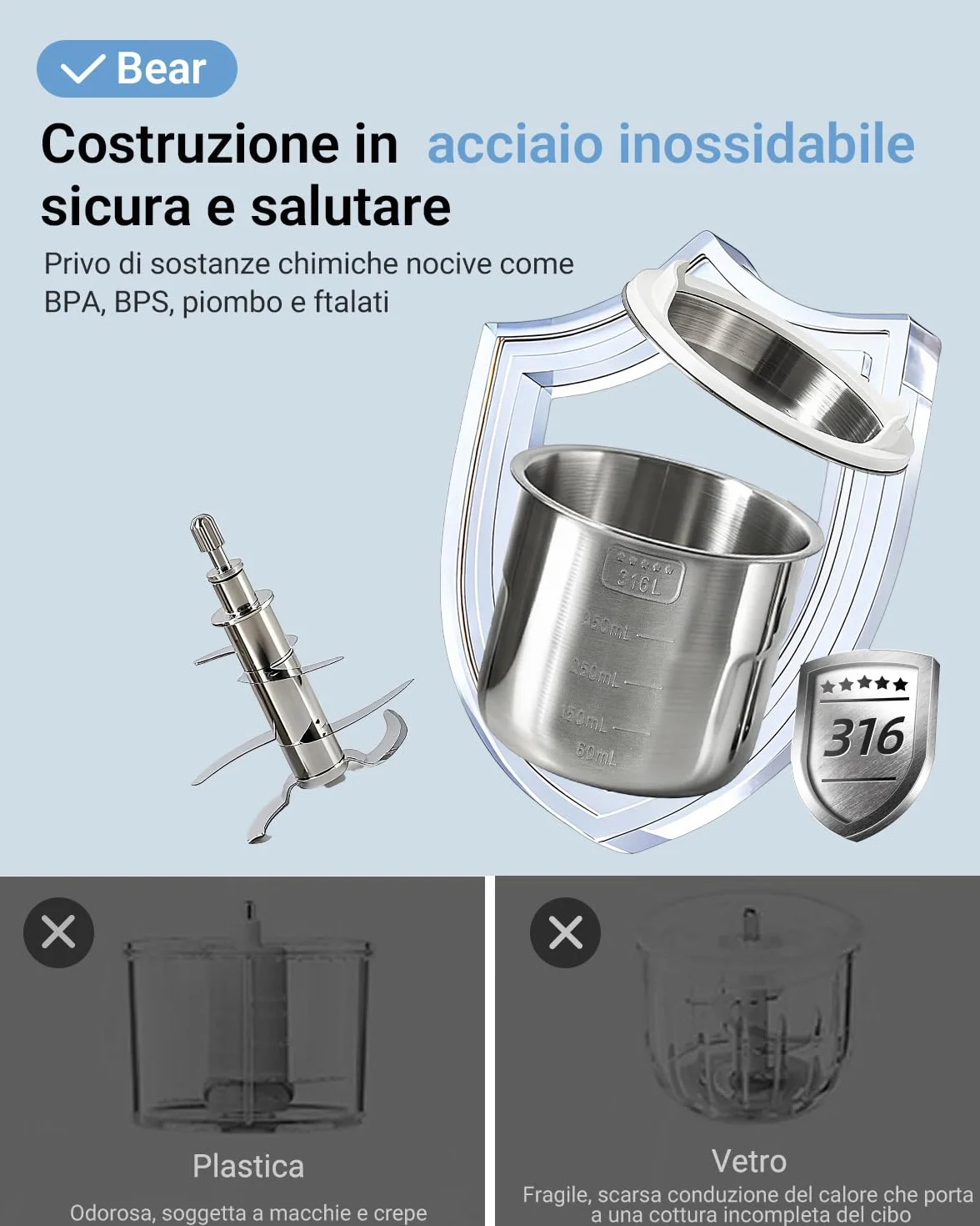 NutriEase AllStage Preparatore di Pappe per Bambini in Acciaio Inossidabile OneStep Baby Food Maker
