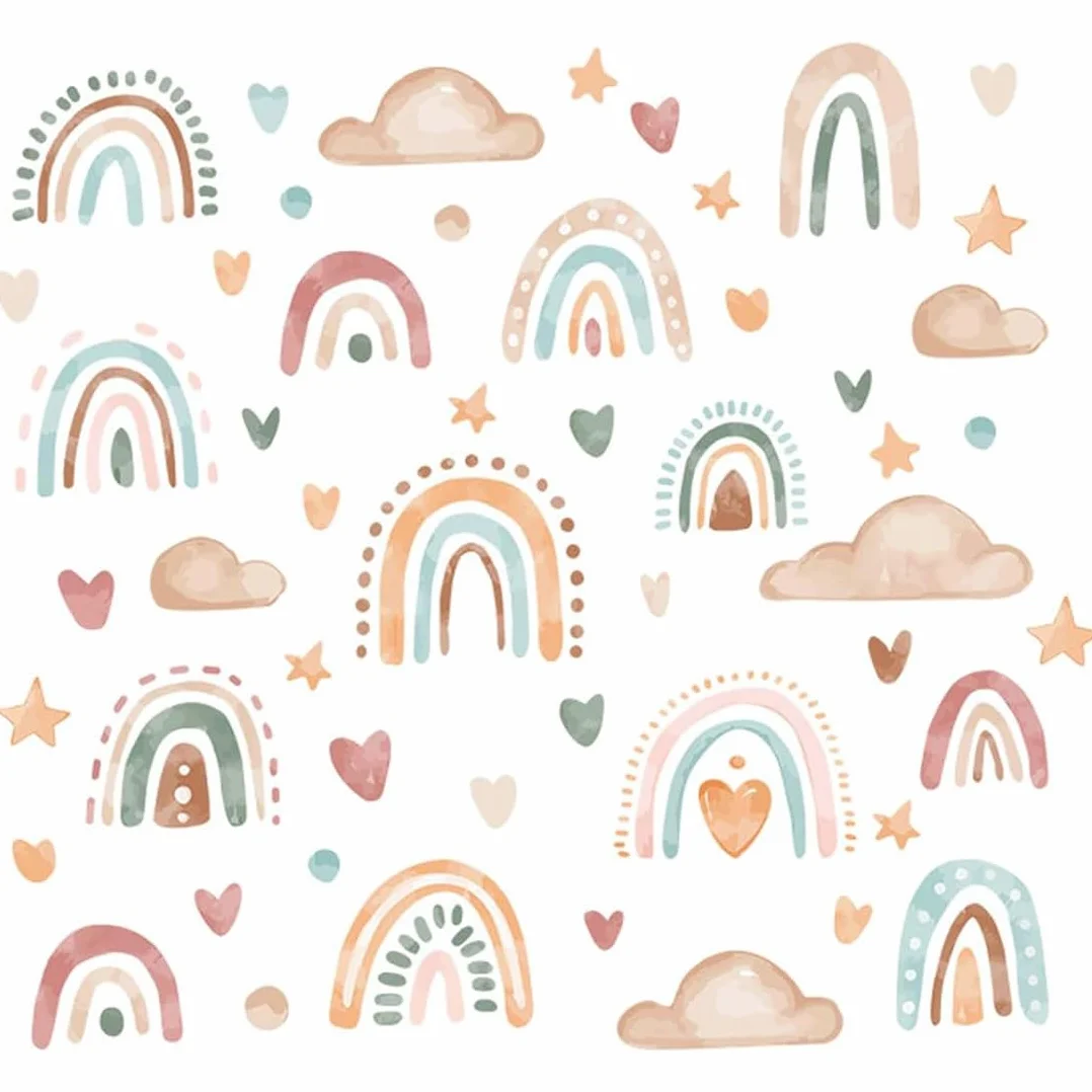 Arcobaleno Cuori Bohémien Adesivi Murali per Cameretta Bambini