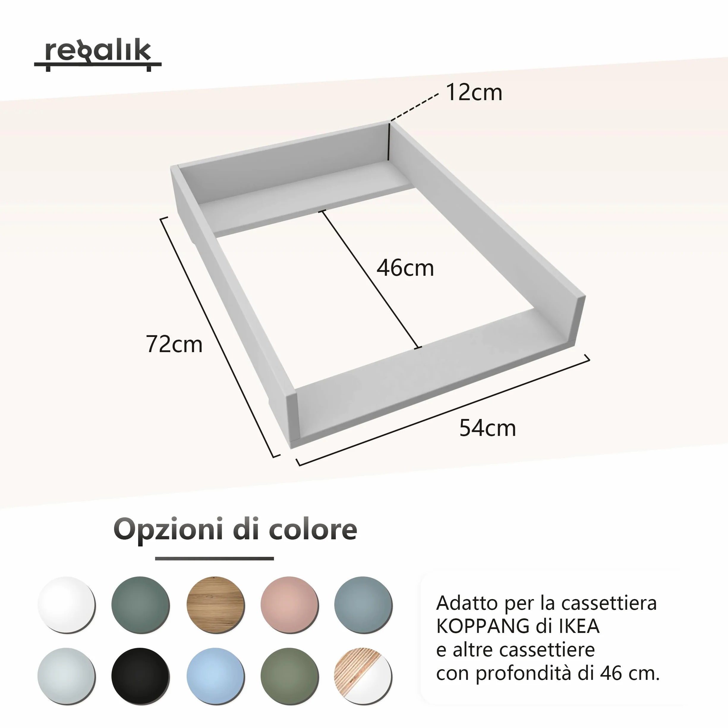 Materassino Fasciatoio IKEA Koppang 46 cm Rimovibile Bianco 72x54 cm