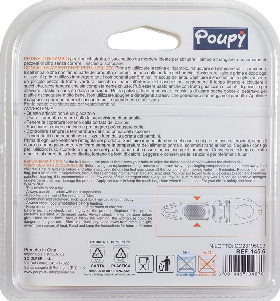 Poupy Retina succhiafrutta in nylon senza BPA per bambini