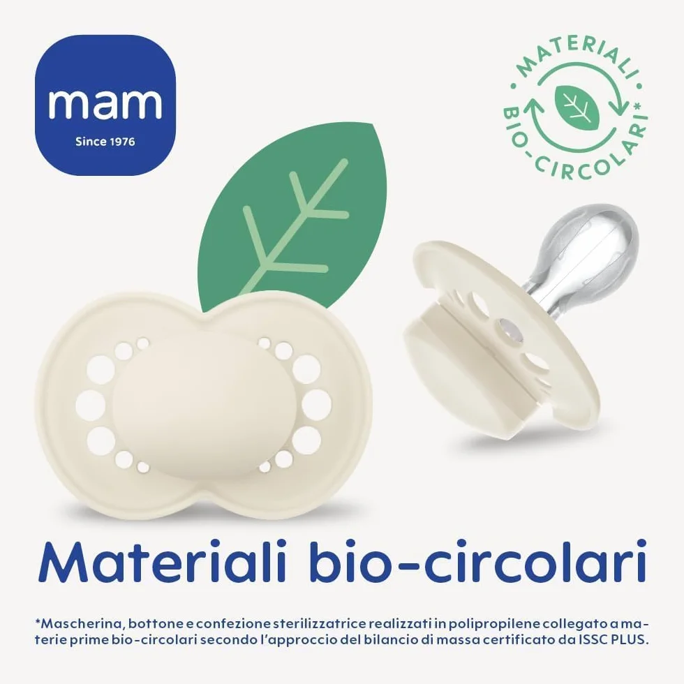 MAM Comfort Succhietto 3-12 mesi Set da 2, Ciuccio MAM 3-12 mesi 100% silicone, Kit 2 accessori neonato con porta ciuccio sterilizzatore, Azzurro/Neutro
