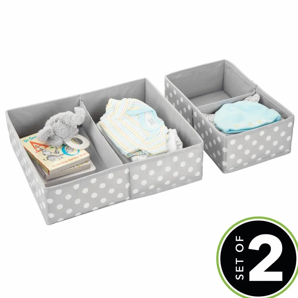 mDesign Set 2 Pieghevoli Organizer Armadio Contenitore Fibra Sintetica Grigio/Bianco