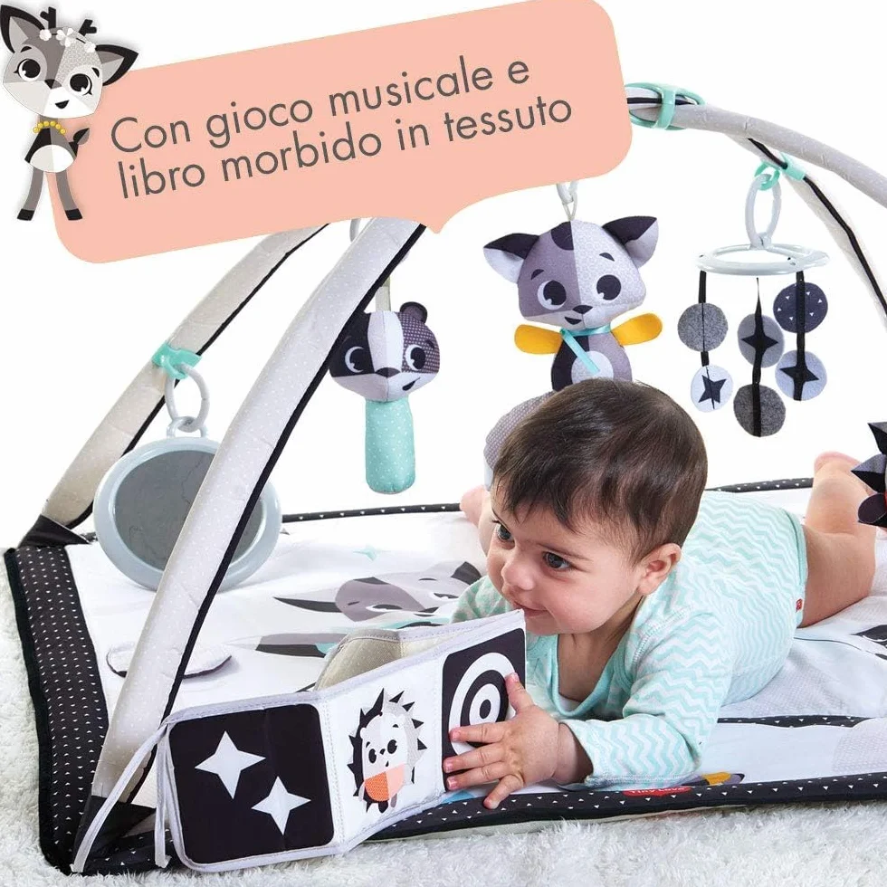 Tiny Love Black & White Gymini Palestrina Neonato Multifunzione 0+ mesi, palestrina musicale con 18 attività, collezione Magical tales