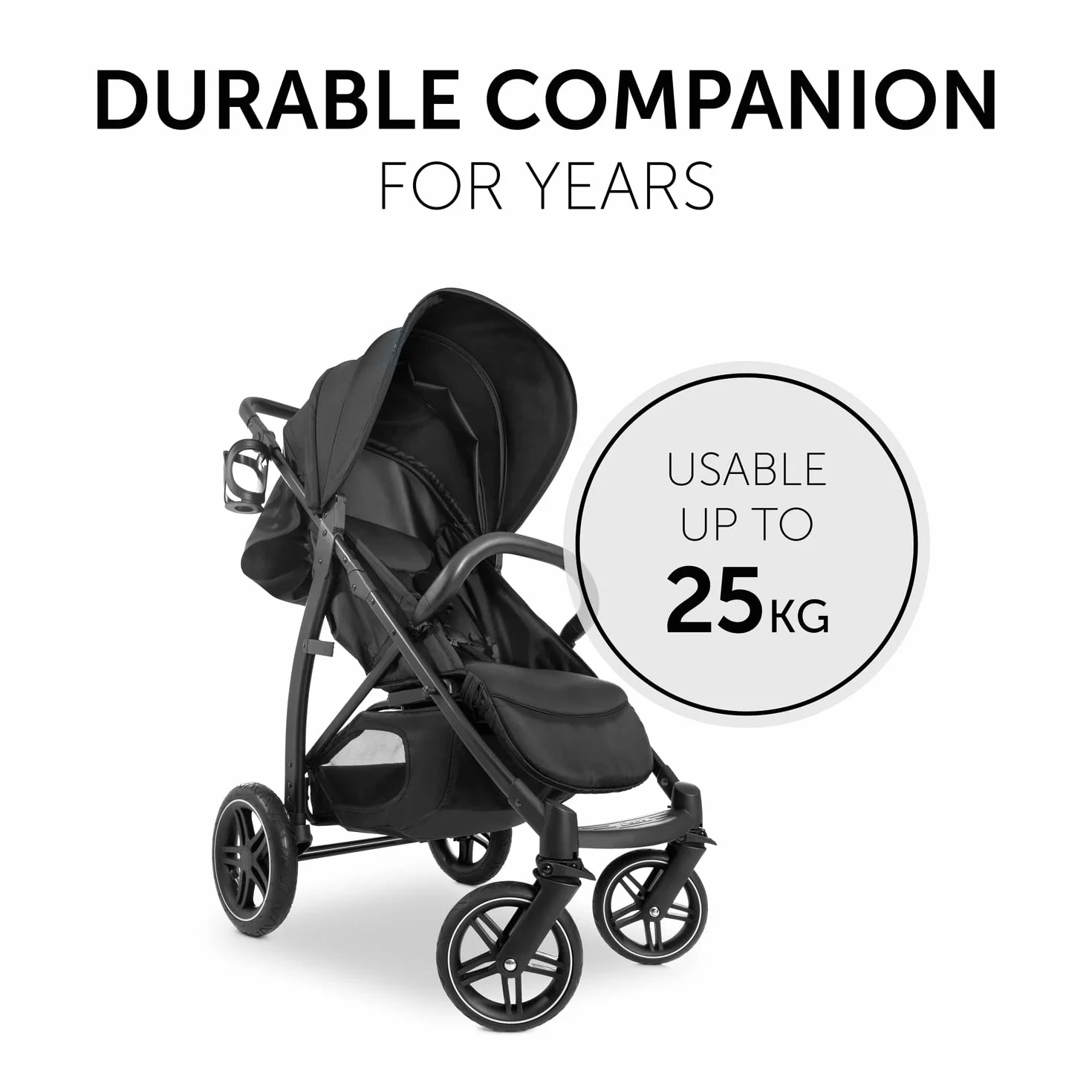 Hauck Rapid 4D Air Nero Passeggino 0-22 kg Ruote Gonfiabili Davanti Gomma Dietro Schienale Regolabile UPF 50+