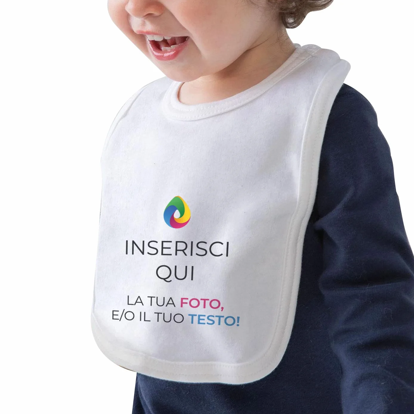 Bavaglino Personalizzato 100% Cotone Organico Certificato 34x23 Bianco