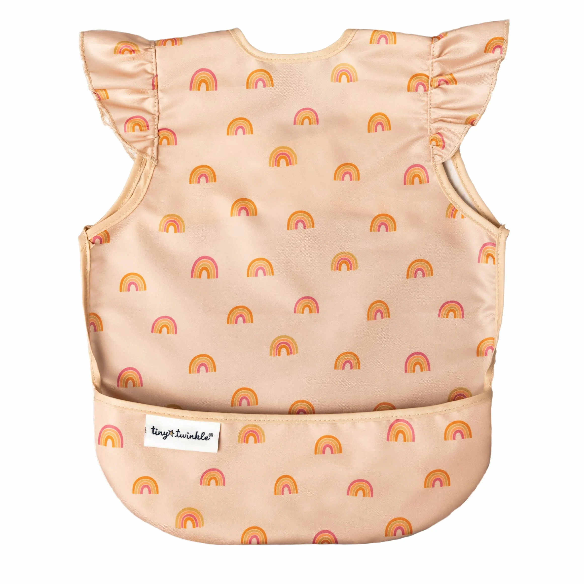Bavaglino impermeabile per neonati Tiny Twinkle - Grembiule autosvezzamento 100% poliestere riciclato lavabile - Boho Rainbow L 2-4 anni
