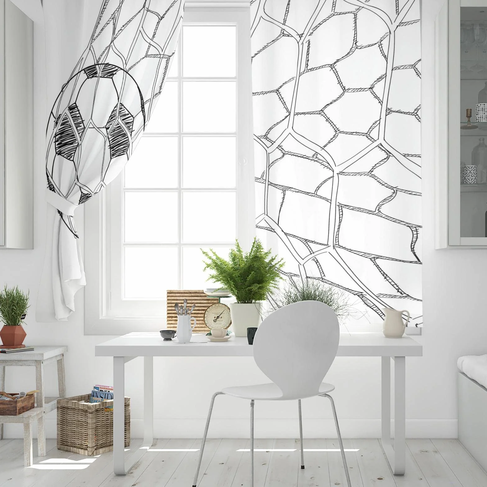 Tende Oscuranti Per Interni Bianco E Nero 300X270Cm 2 Pezzi Termica Isolante Tenda Della Finestra Con Occhielli