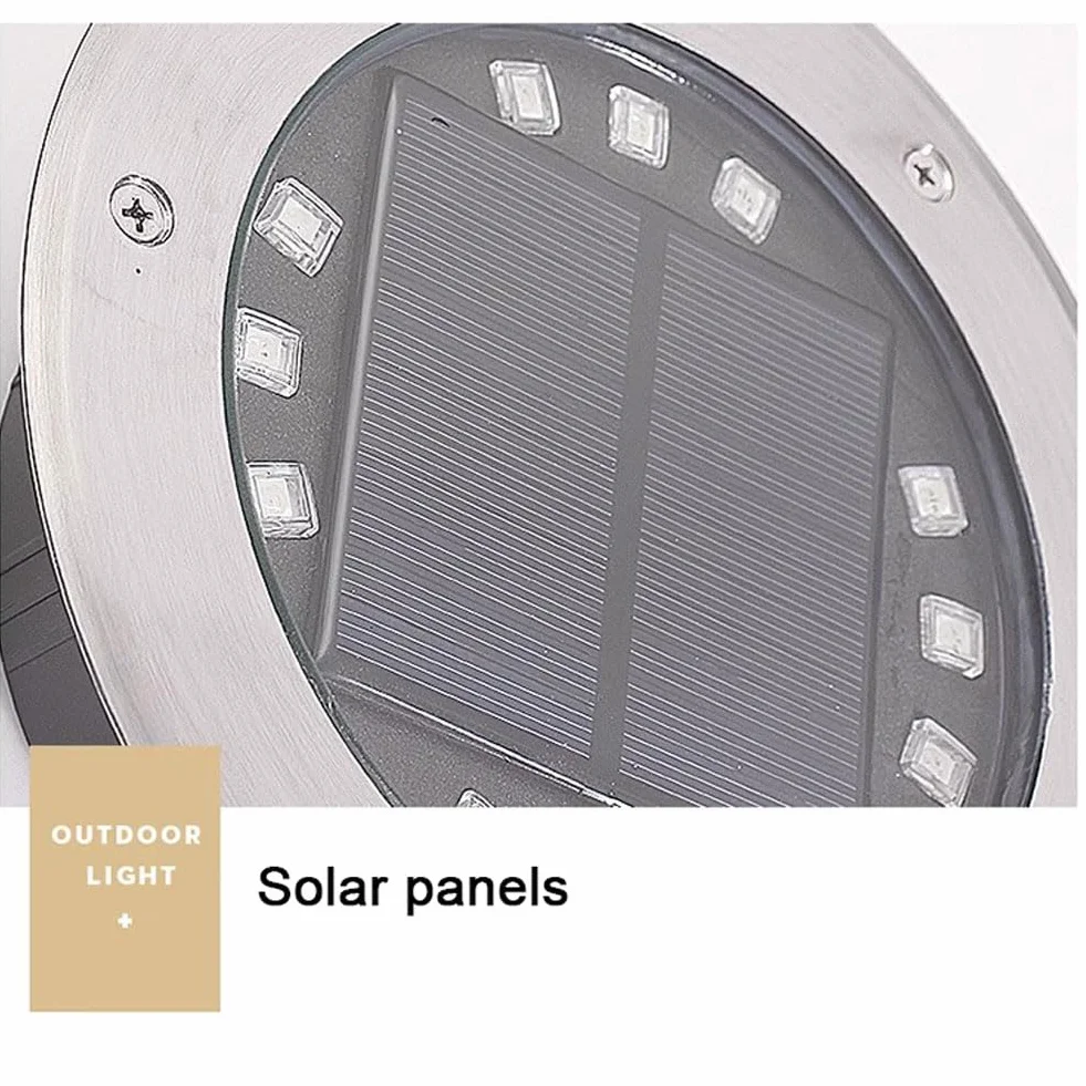 Faretto a Incasso Solare Giardino Esterno, 8/12/16/20 LED luce solare confezione da faretti solari da incasso a terr,Lampada solare per Prato, Vialetto, Scala, Paesaggio(Size:Luce bianca,Color:16W)