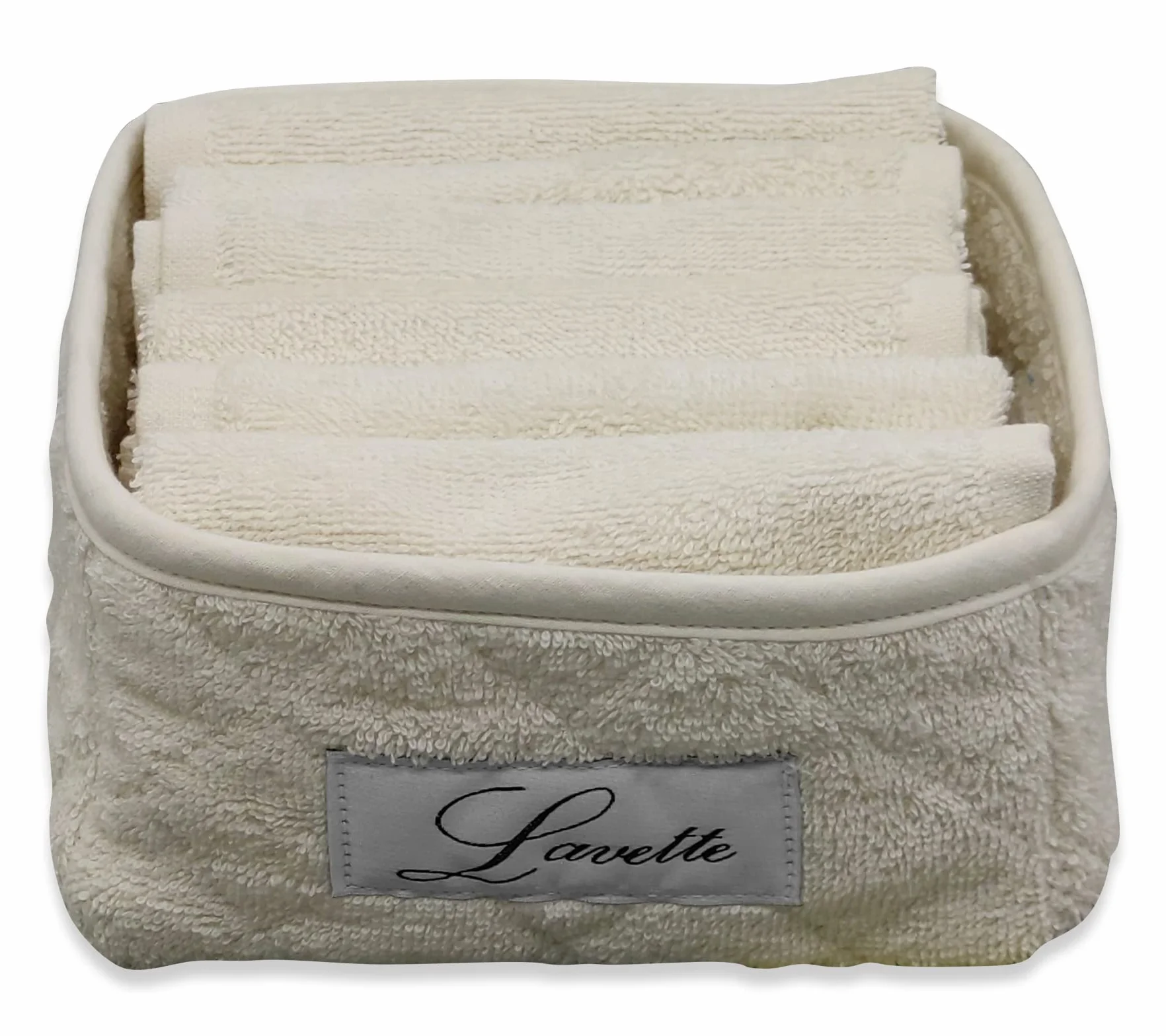 Cestino Lavette 100% Cotone 350 gr/mq con trapuntatura Panna 6 sztuk