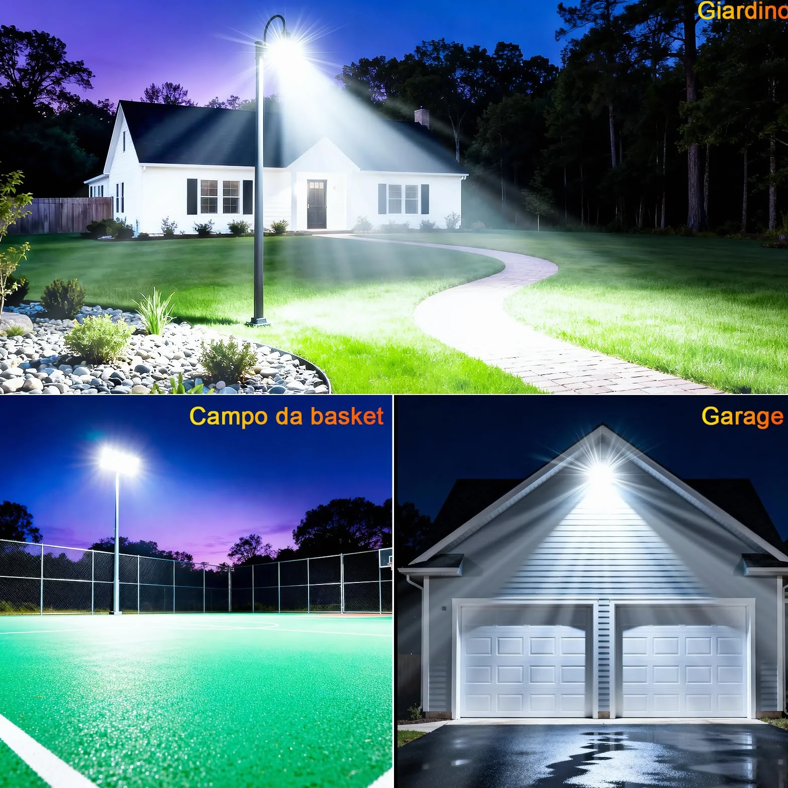 CREATESTAR 100W Faretto LED da Esterno,2pcs Faretto Led con Spina,6500K bianco naturale,Super illuminoso Faro led da 10000 lumen Faretti led Impermeabile IP66 per cortile, giardino, garage, tetto.