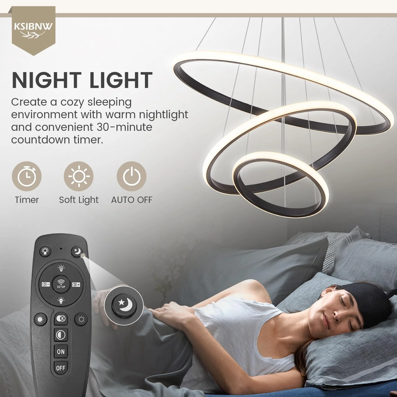 KSIBNW Lampadario Camera A Sospensione LED, Moderna Lampadario Soggiorno Dimmerabili 2700K-6500K Lampada A Sospensione con Telecomando & Controllo APP 3 Squillare Bianco Appendere Luci Regolabile