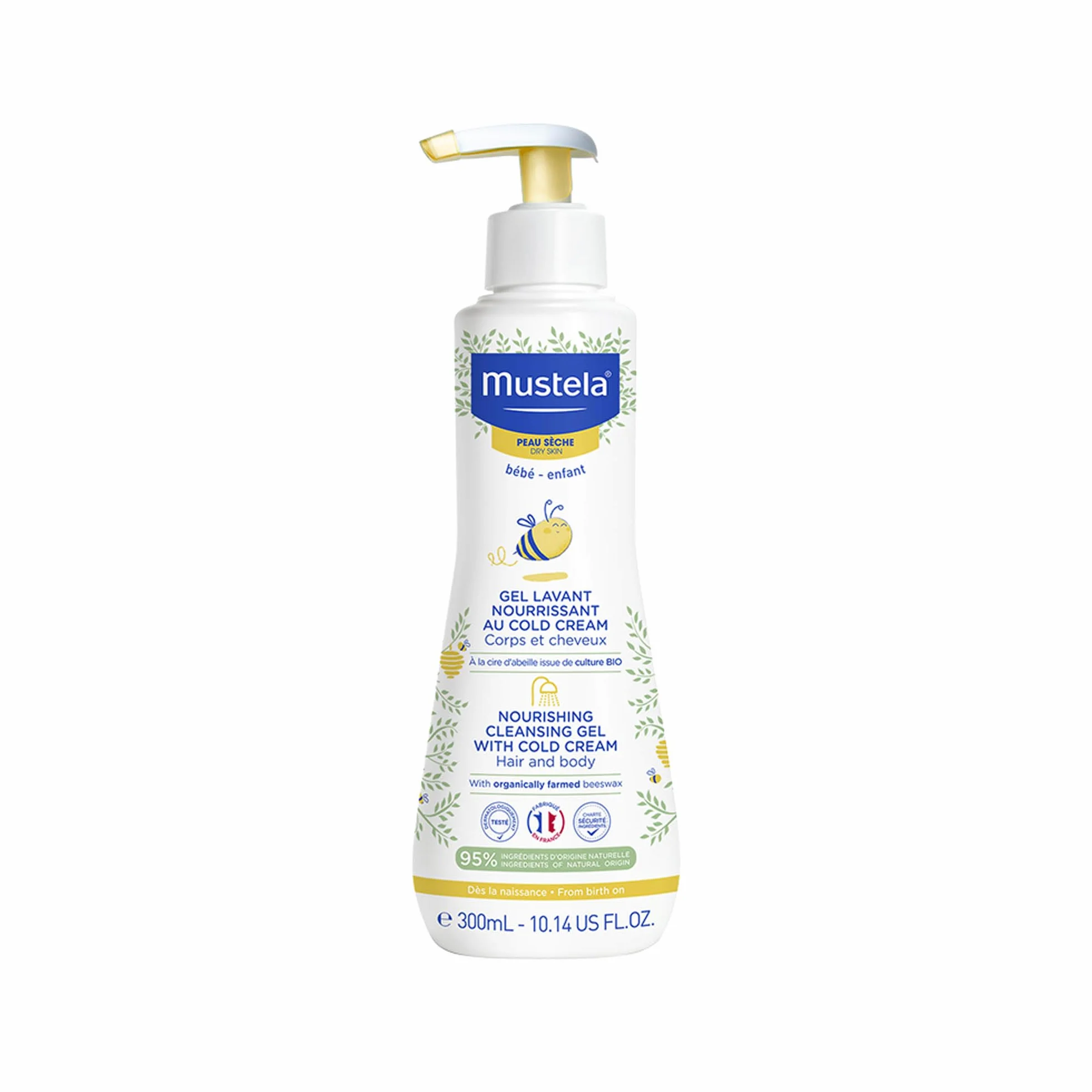 Mustela Gel Detergente Nutriente Cold Cream Naturale Corpo e Capelli 300ml per Pelle Secca
