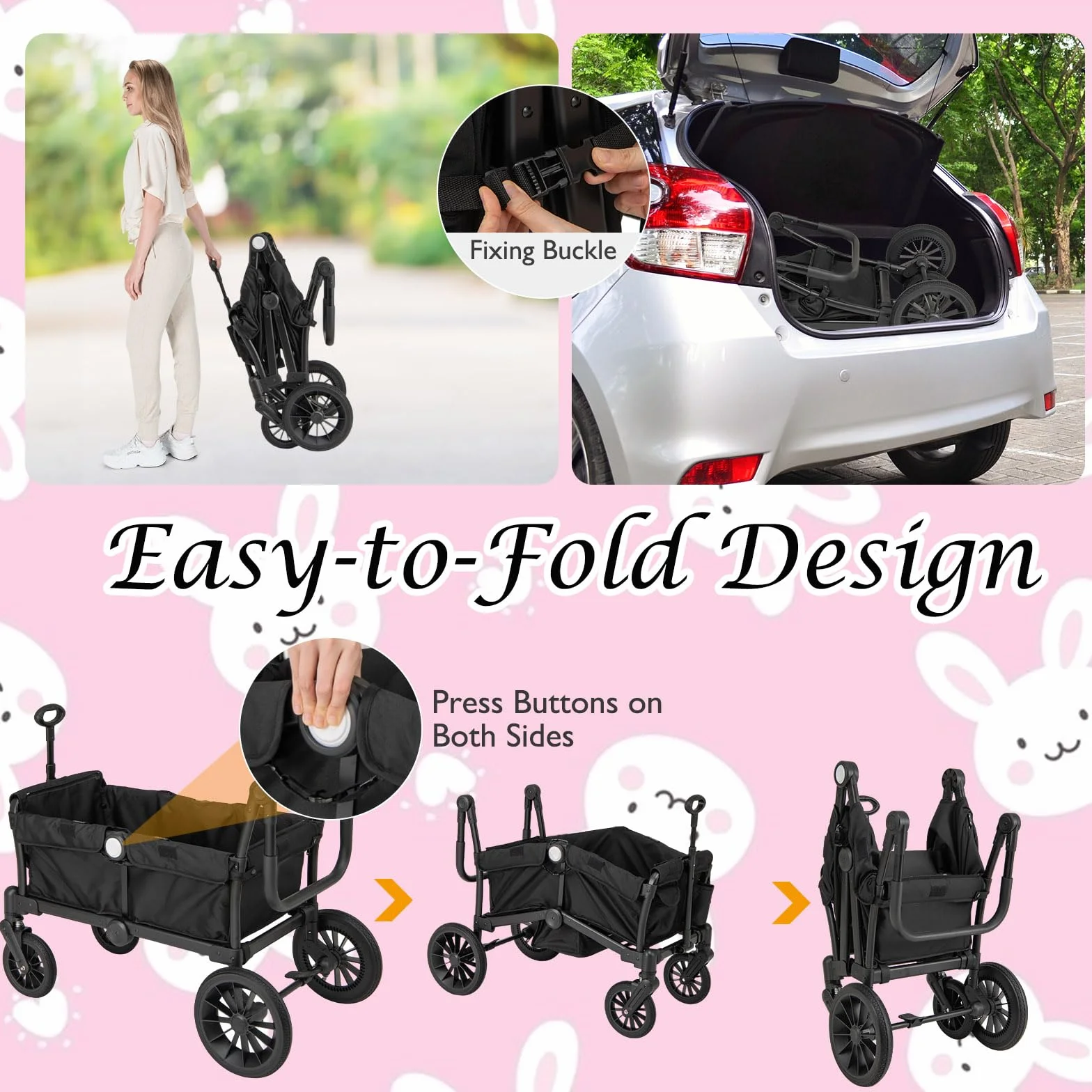 LIFEZEAL Carrello Porta 2 Bambini 6+ Mesi Pieghevole Regolabile con Tettuccio Max 50kg Nero