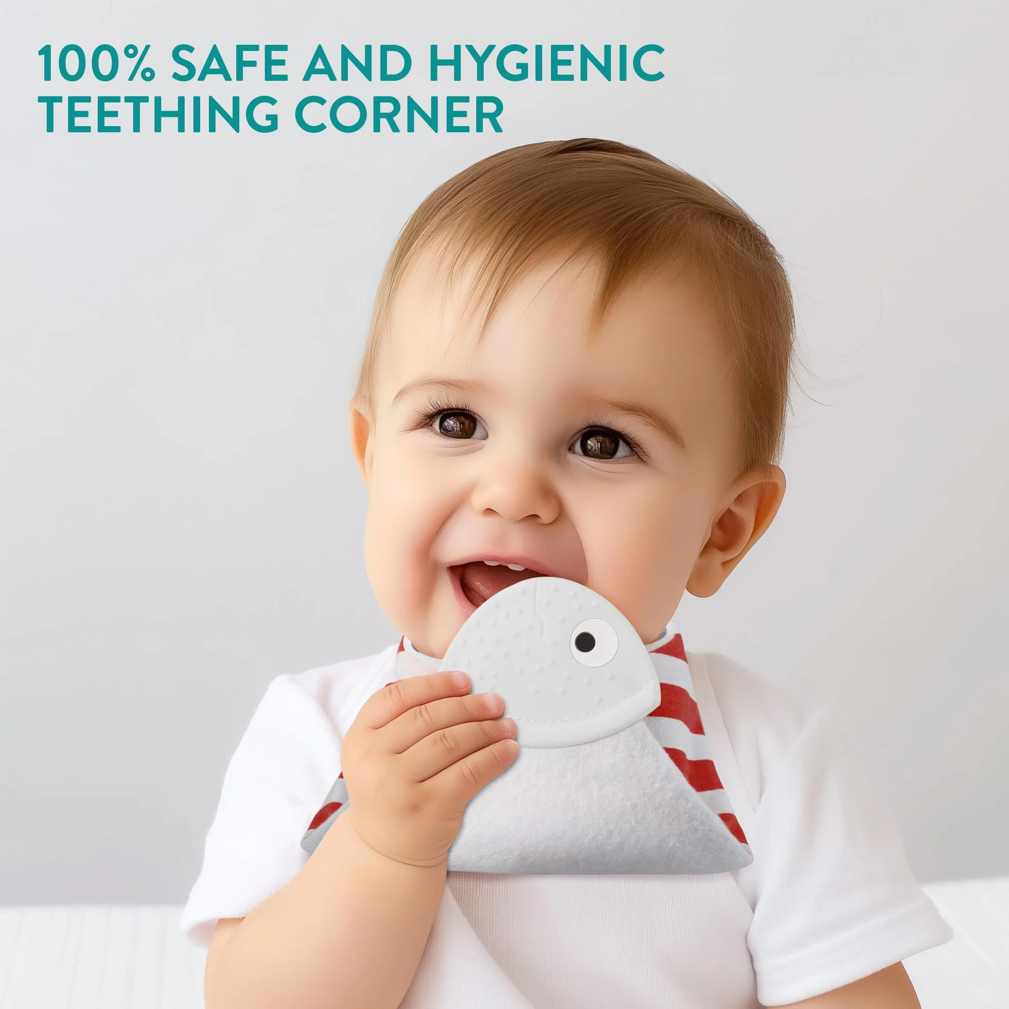 Navaris Bavaglini a Bandana con Massaggiagengive - Set di 2 - Bavaglino 100% Cotone Morbido per Dentizione - dai 2 Mesi - Strisce Gialle e Verdi