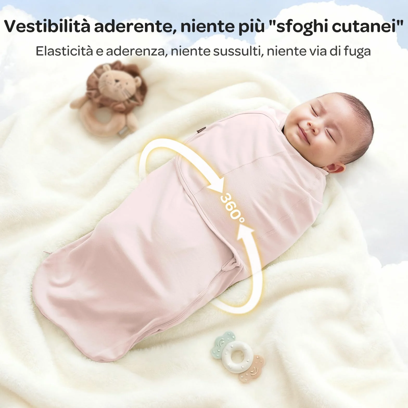 Momcozy Swaddle Neonato 0-3 Mesi 2 Pezzi Rosa