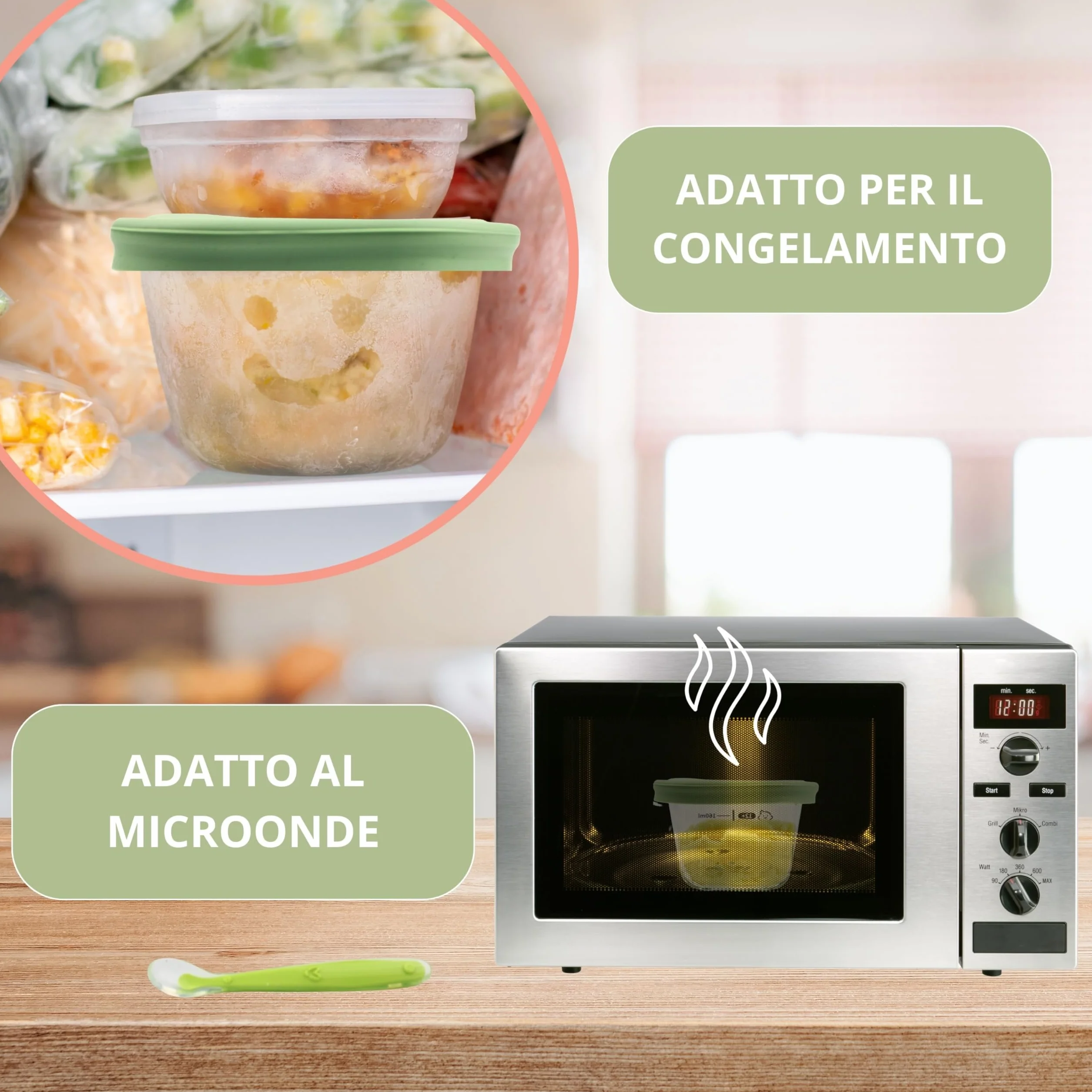 HELLO HIPPO® Set 6 Vasetti Pappa Neonati Vetro 160ml Contenitori Svezzamento Ermetici BPA Free