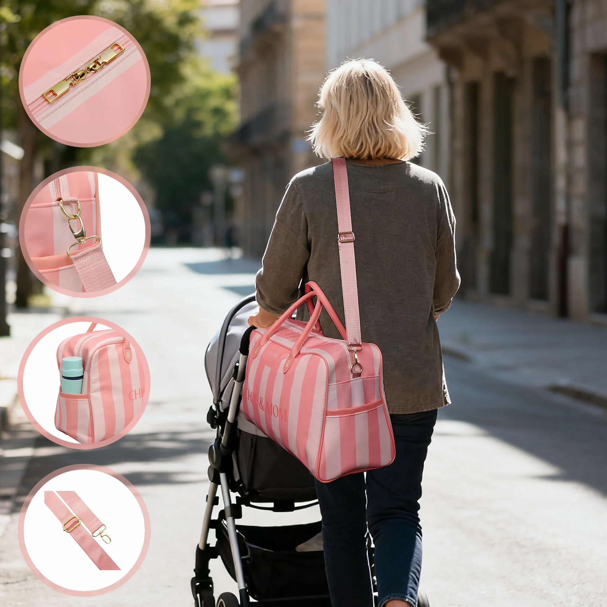Borsa fasciatoio per neonati di grande capacità - Valigia premaman e Mommy Bag - Borsa da viaggio termica per passeggino con scomparti regolabili