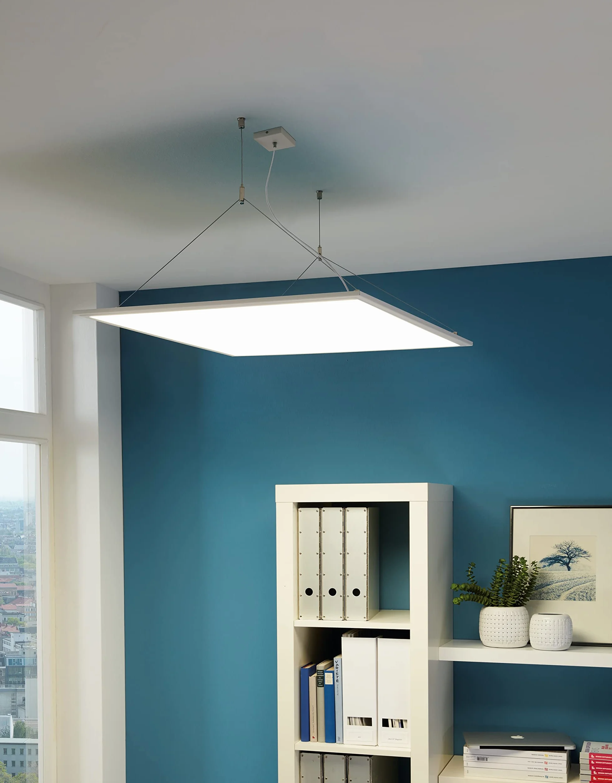 Eglo Salobena 1 - Telaio per luci a griglia e pannello LED, 627 x 628 x 5 cm, in acciaio bianco