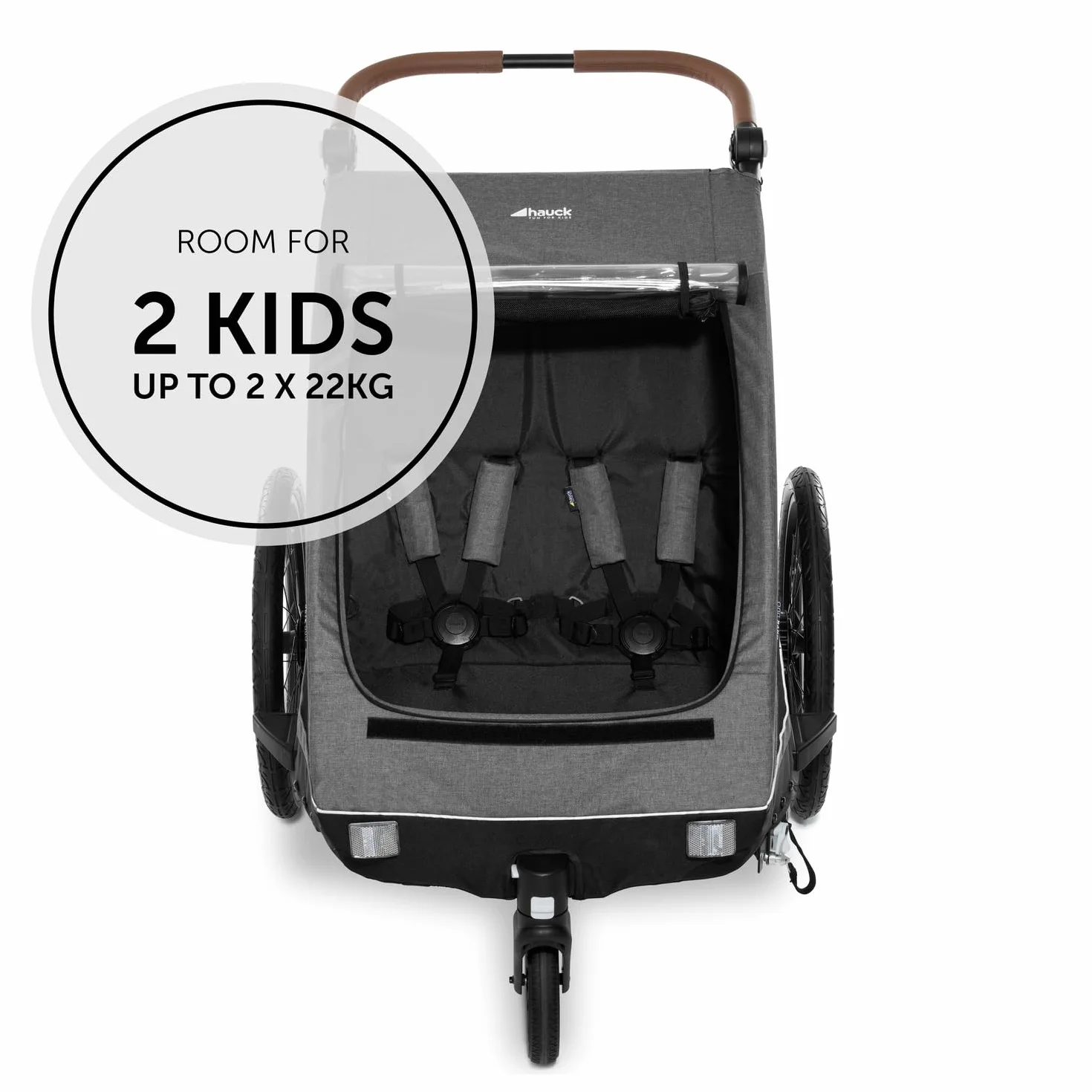Hauck Dryk Duo Rimorchio Bici e Passeggino 2in1 per 2 Bambini fino a 22 kg, Pieghevole