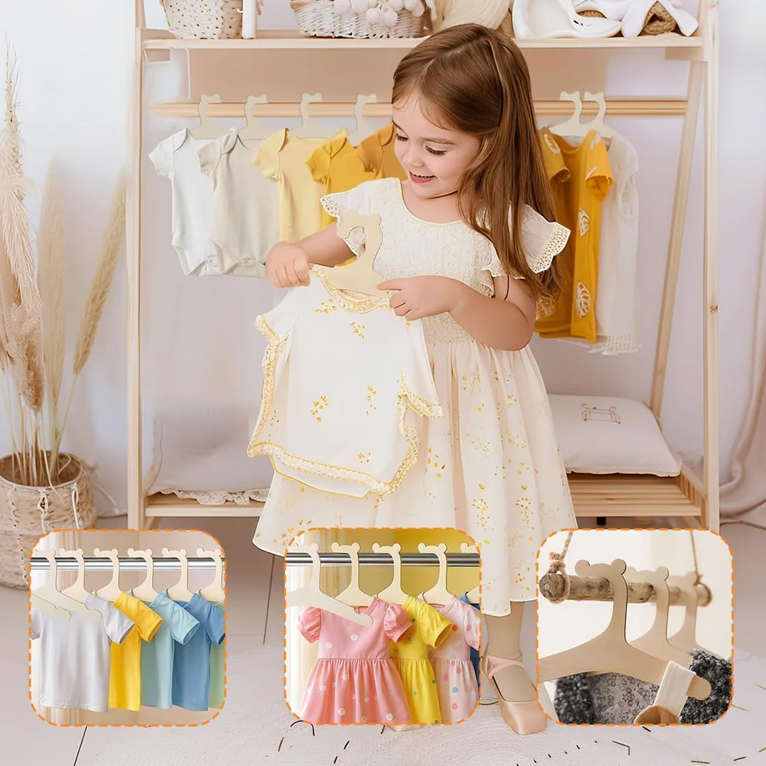 Antiscivolo Grucce in Legno per Bambini Neonati