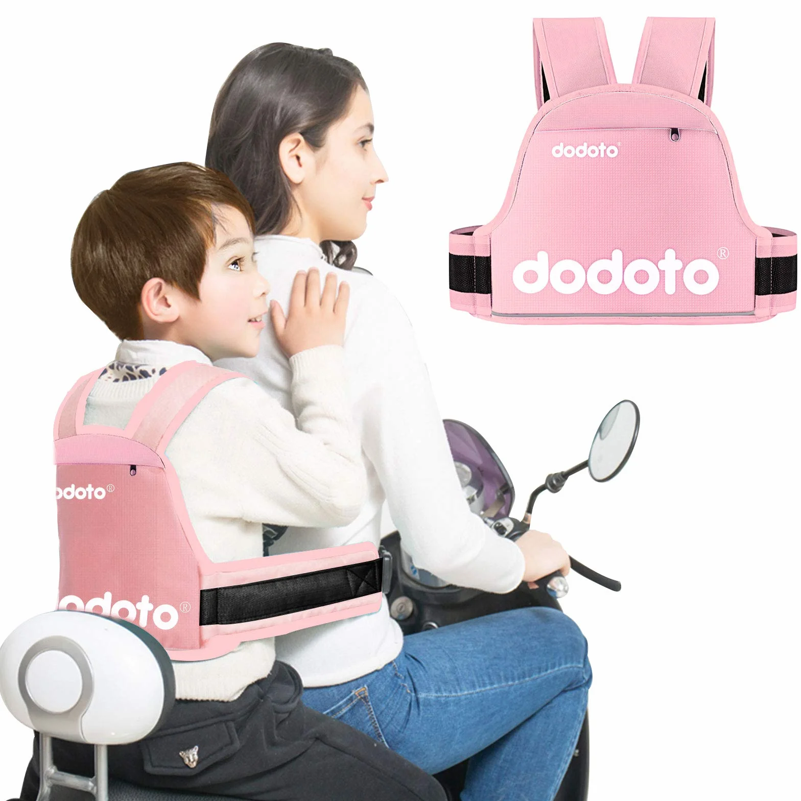 Auvstar Cintura di Sicurezza per Moto per Bambini Regolabile con Strisce Riflettenti 1-10 Anni