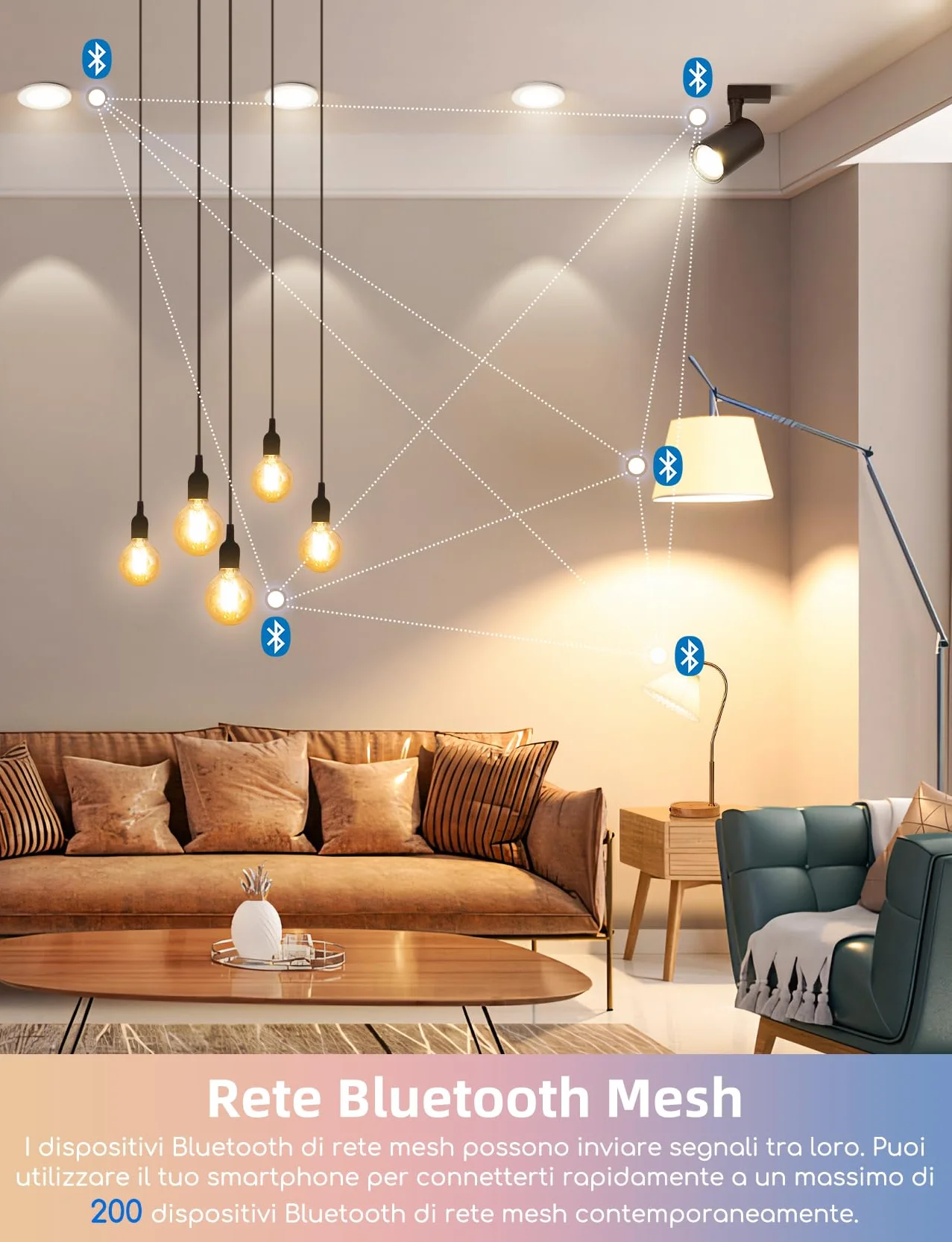 Aigostar Mesh - 6.5W GU10 Lampadine Alexa Bluetooth Mesh, Lampadina Smart Works with Alexa, Lampadina GU10 Smart LED 555LM RGB & CCT(2700K-6500K), 6 Unità (Con Telecomando Bluetooth e Gateway)